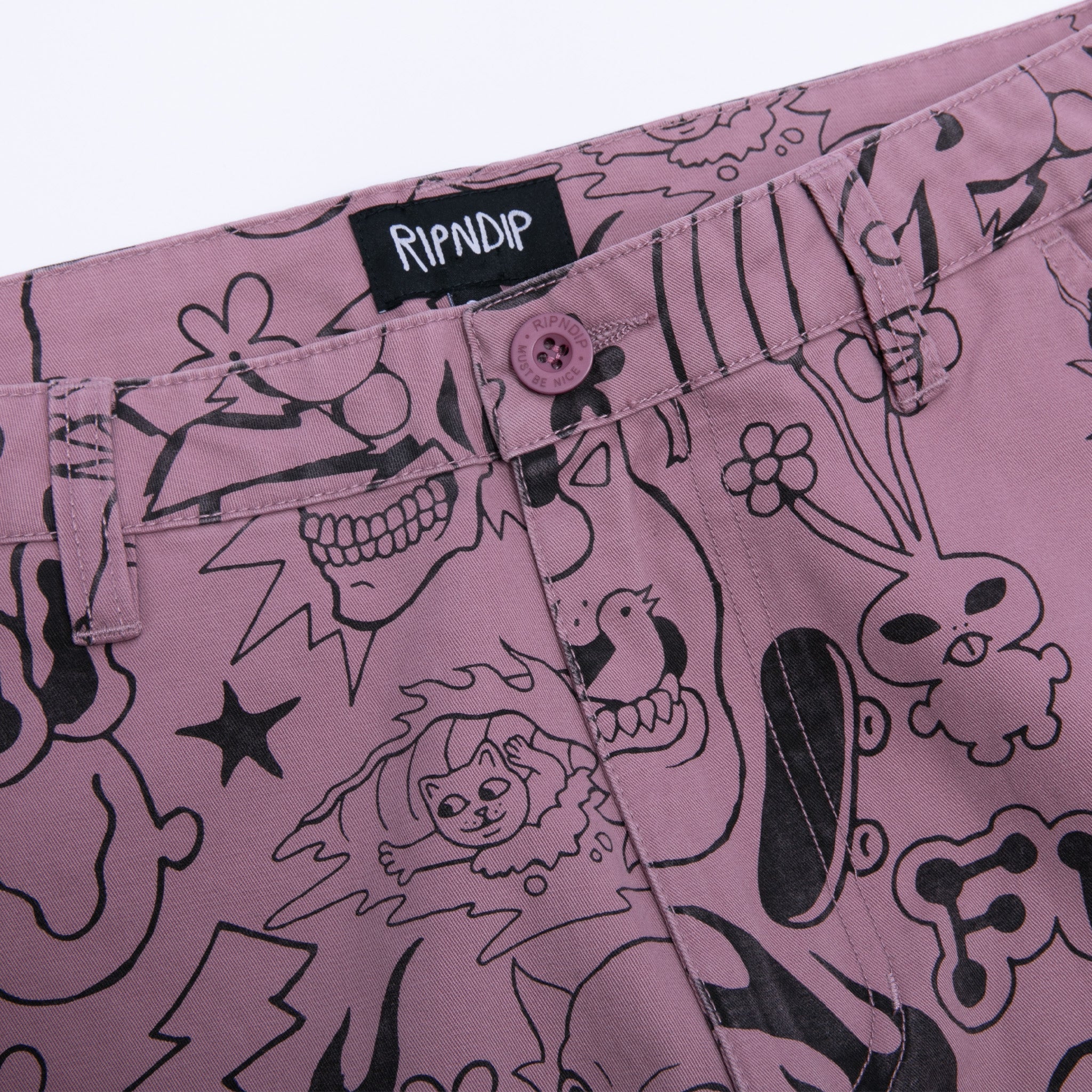 RIPNDIP We Don't Care Twill Pants (Mauve)