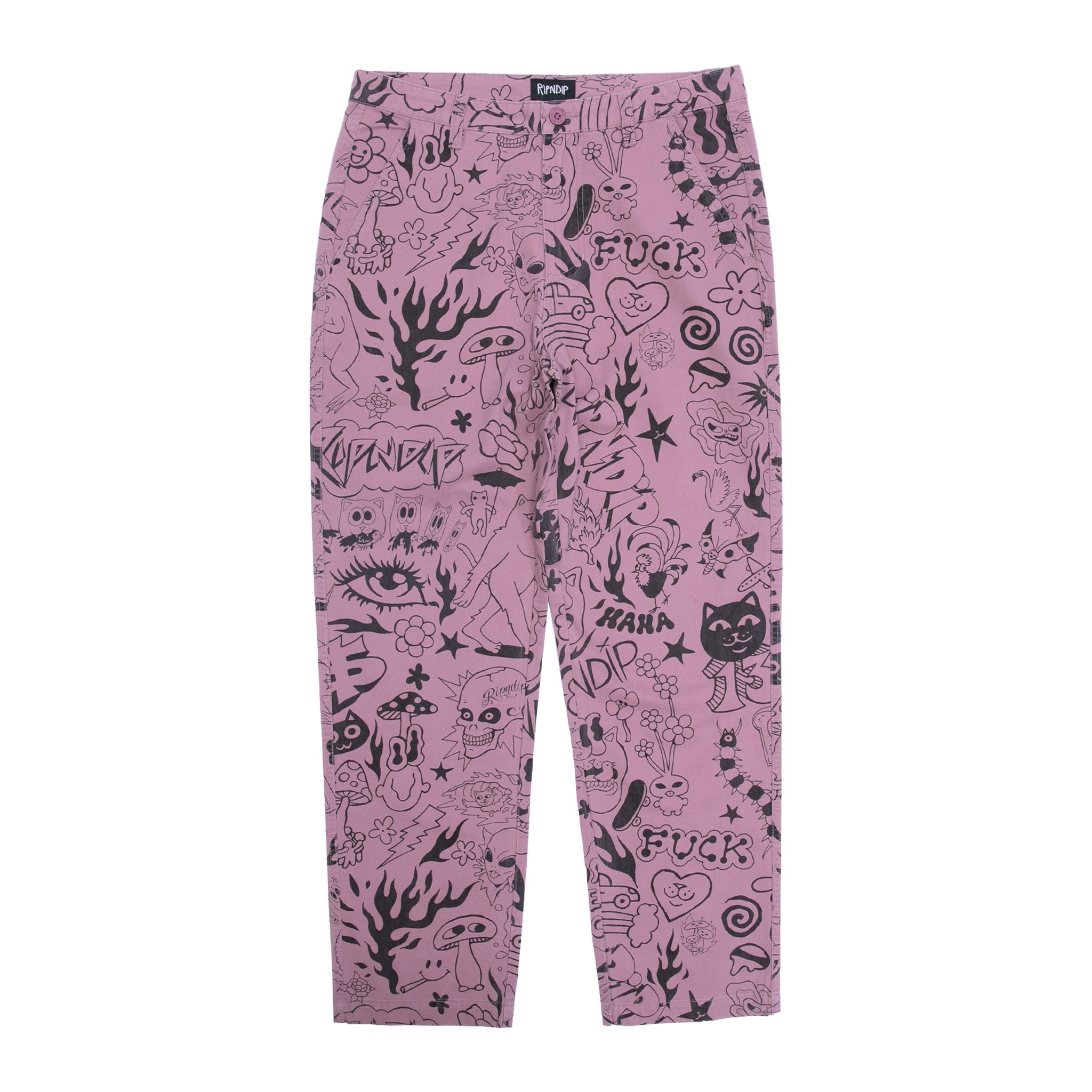 RIPNDIP We Don't Care Twill Pants (Mauve)
