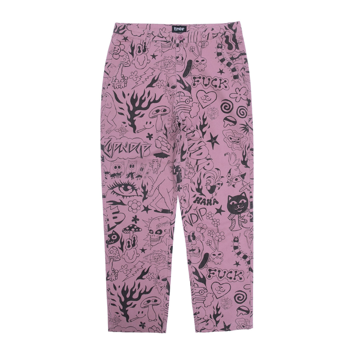 RIPNDIP We Don't Care Twill Pants (Mauve)