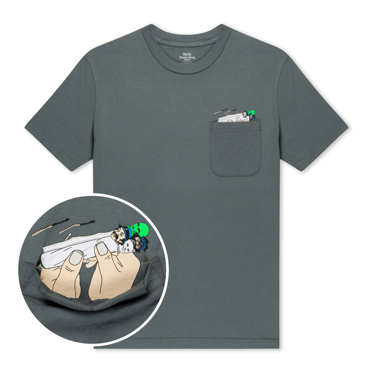 RIPNDIP Roll Me Up Pocket Tee (Charcoal)