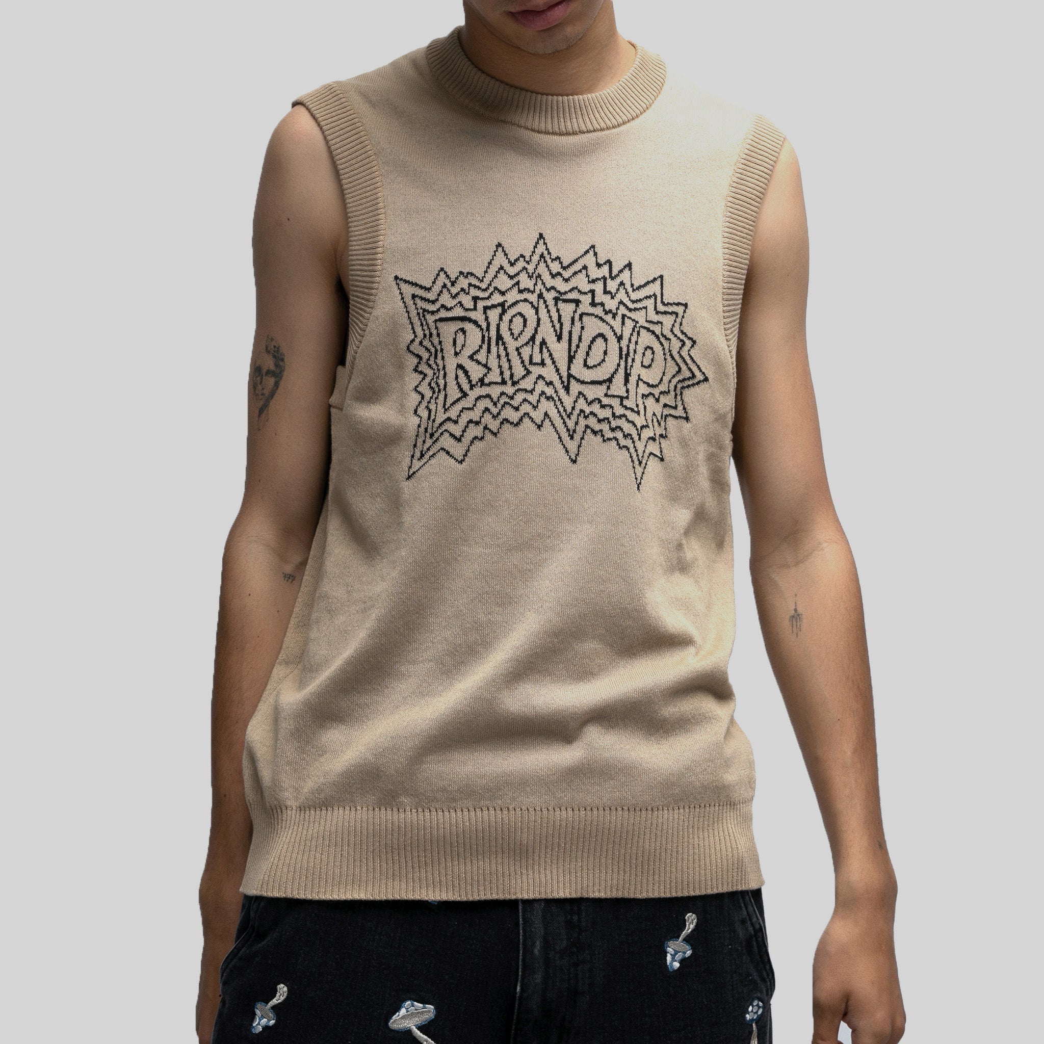 RIPNDIP Shock Knit Sweater Vest (Natural)