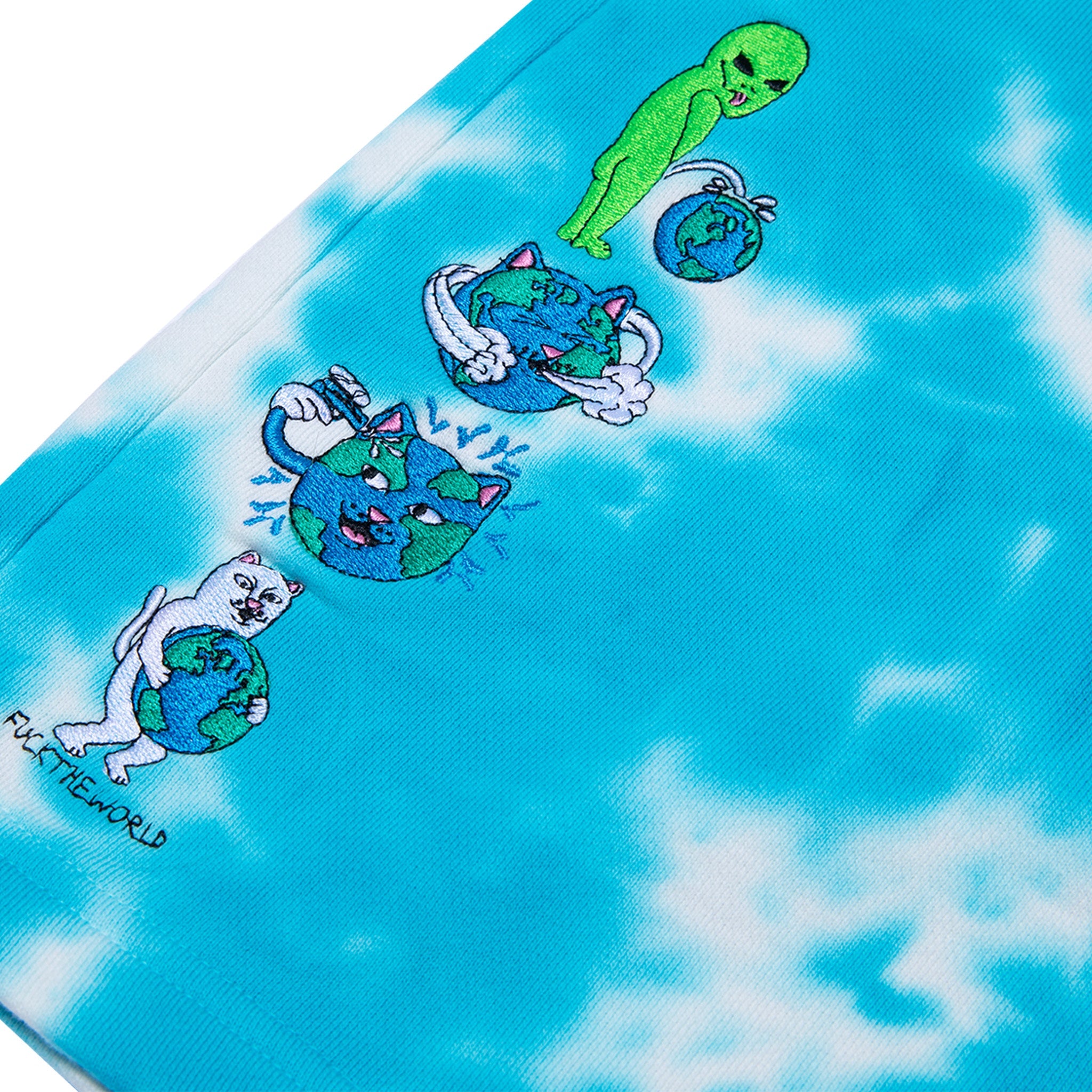 RIPNDIP Save the World Sweatshorts (Aqua/Green Tie Dye)