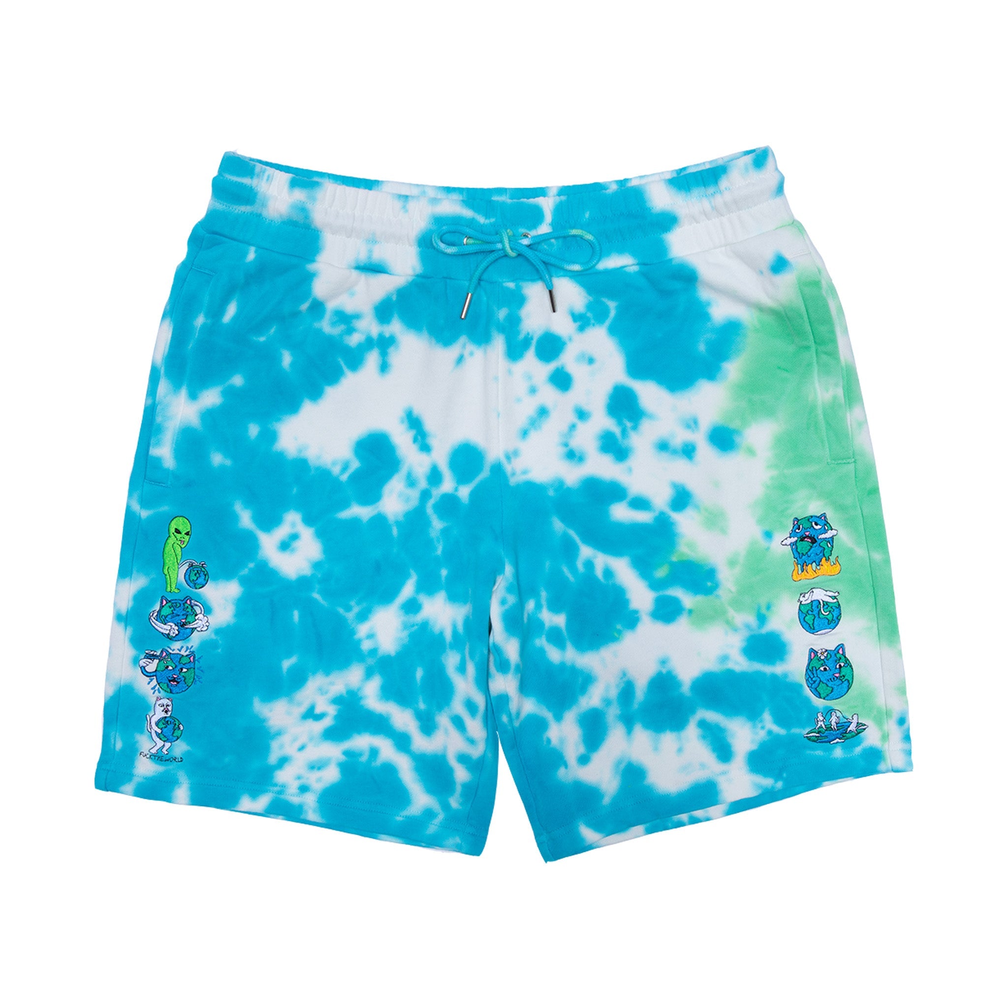 RIPNDIP Save the World Sweatshorts (Aqua/Green Tie Dye)