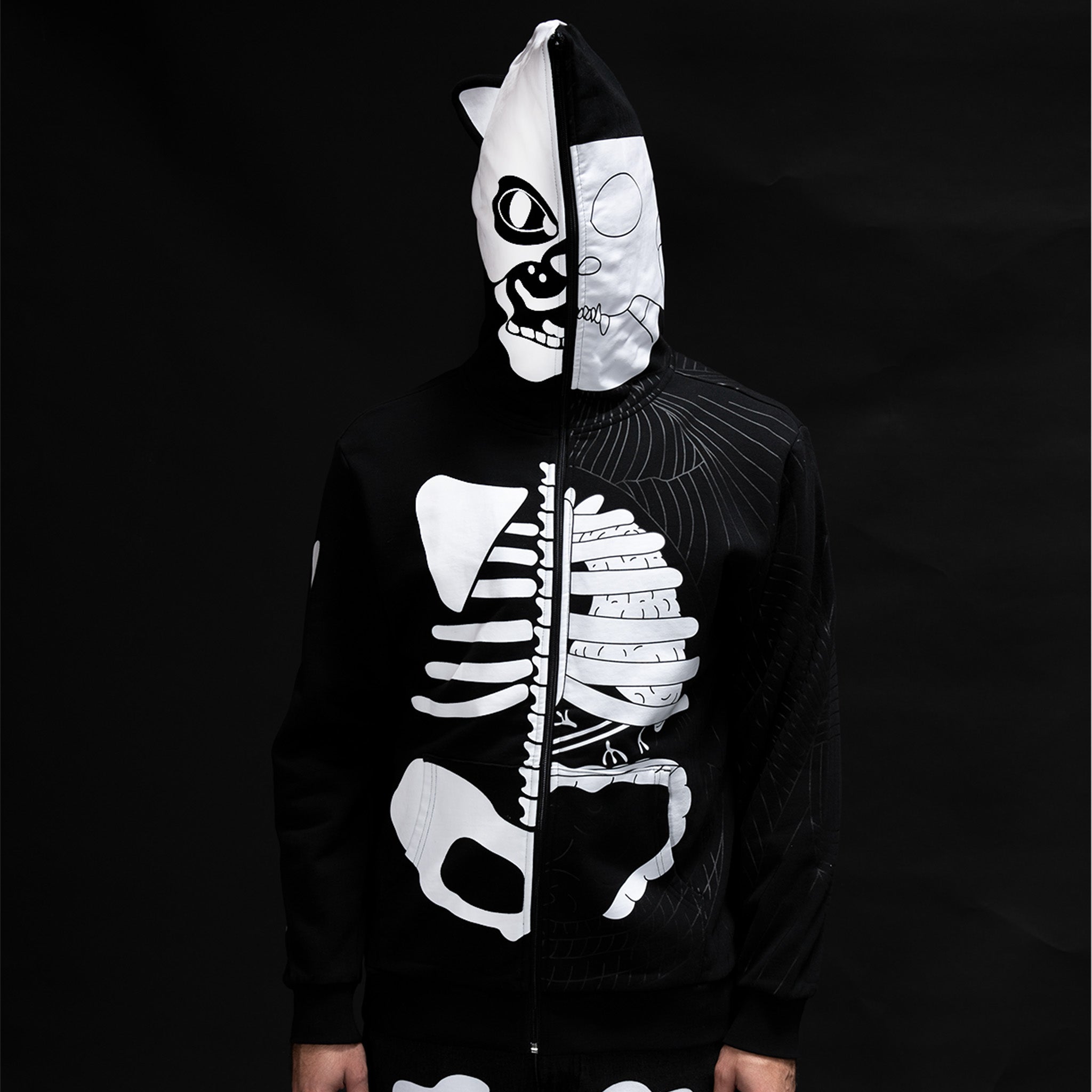RIPNDIP Skelly Anatomy Full Zip Hoodie (Black/White)