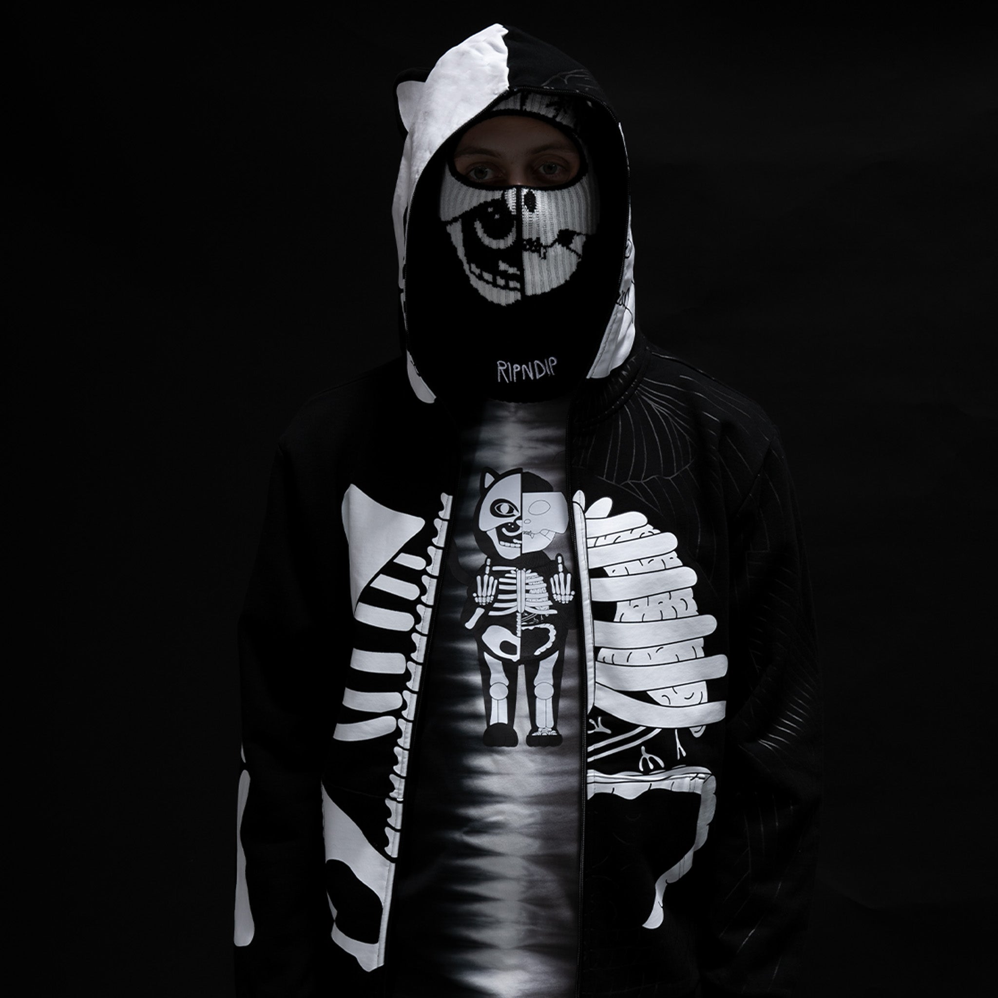 RIPNDIP Skelly Anatomy Full Zip Hoodie (Black/White)