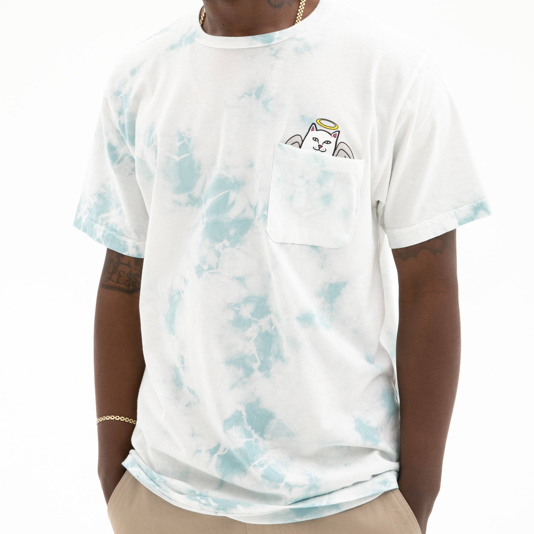 RIPNDIP Lord Angel Pocket Tee (Light Blue Lightning Wash)