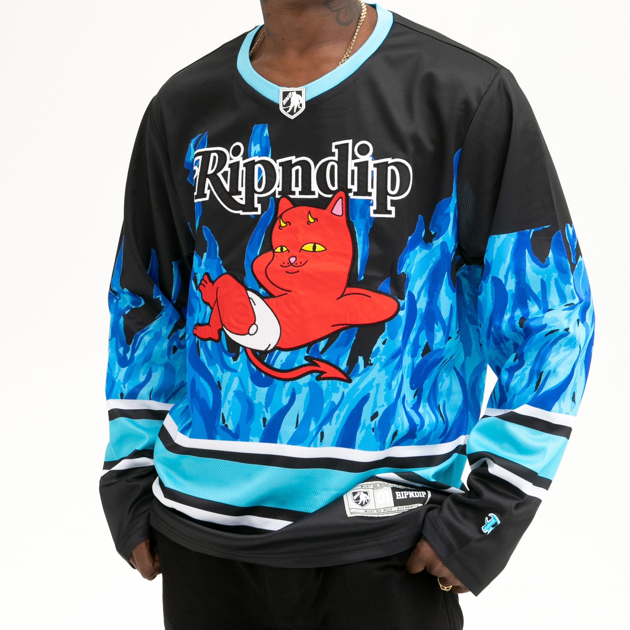 RIPNDIP Devil Babies Hockey Jersey (Black / Blue)