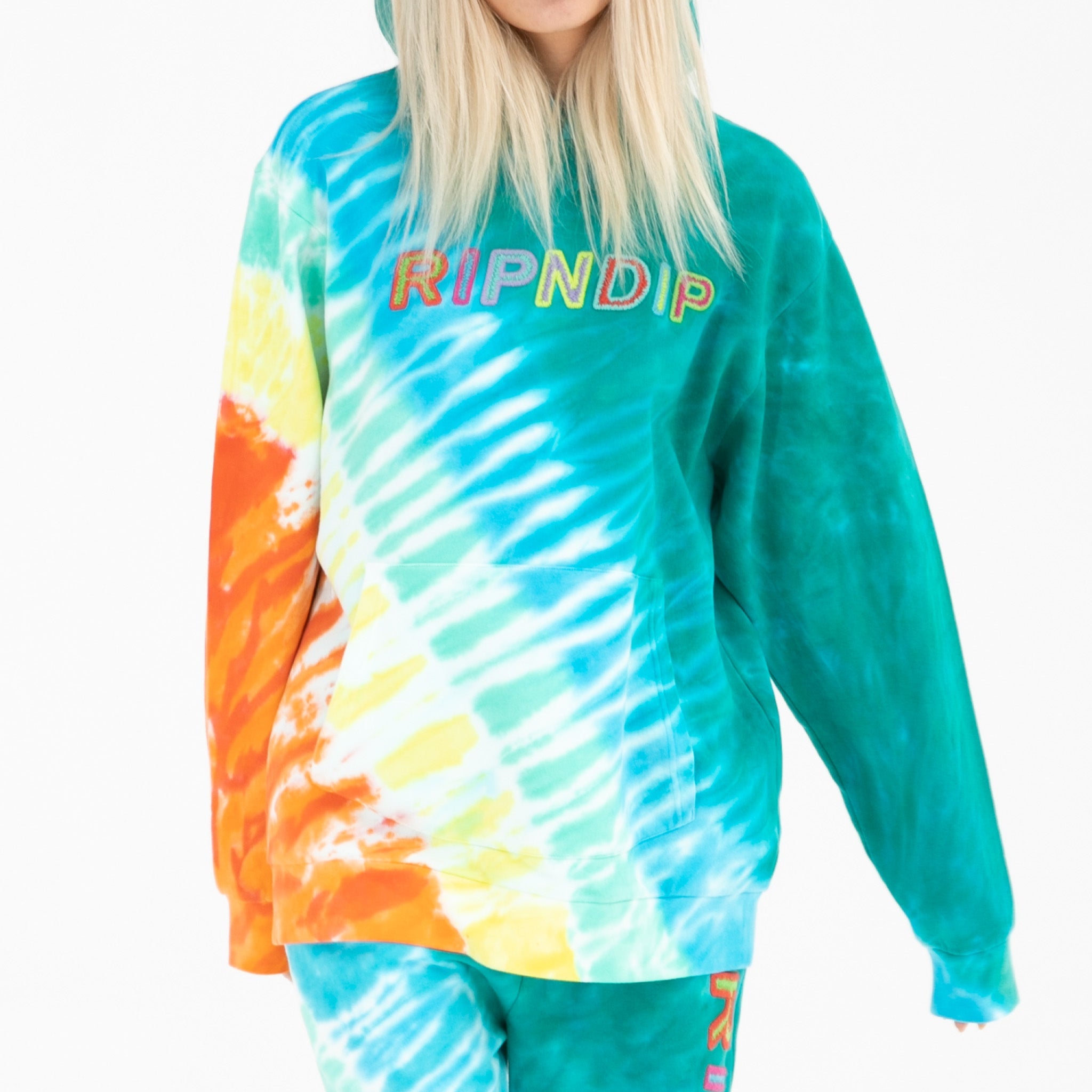 RIPNDIP Prisma Hoodie (Teal Rainbow Dye)