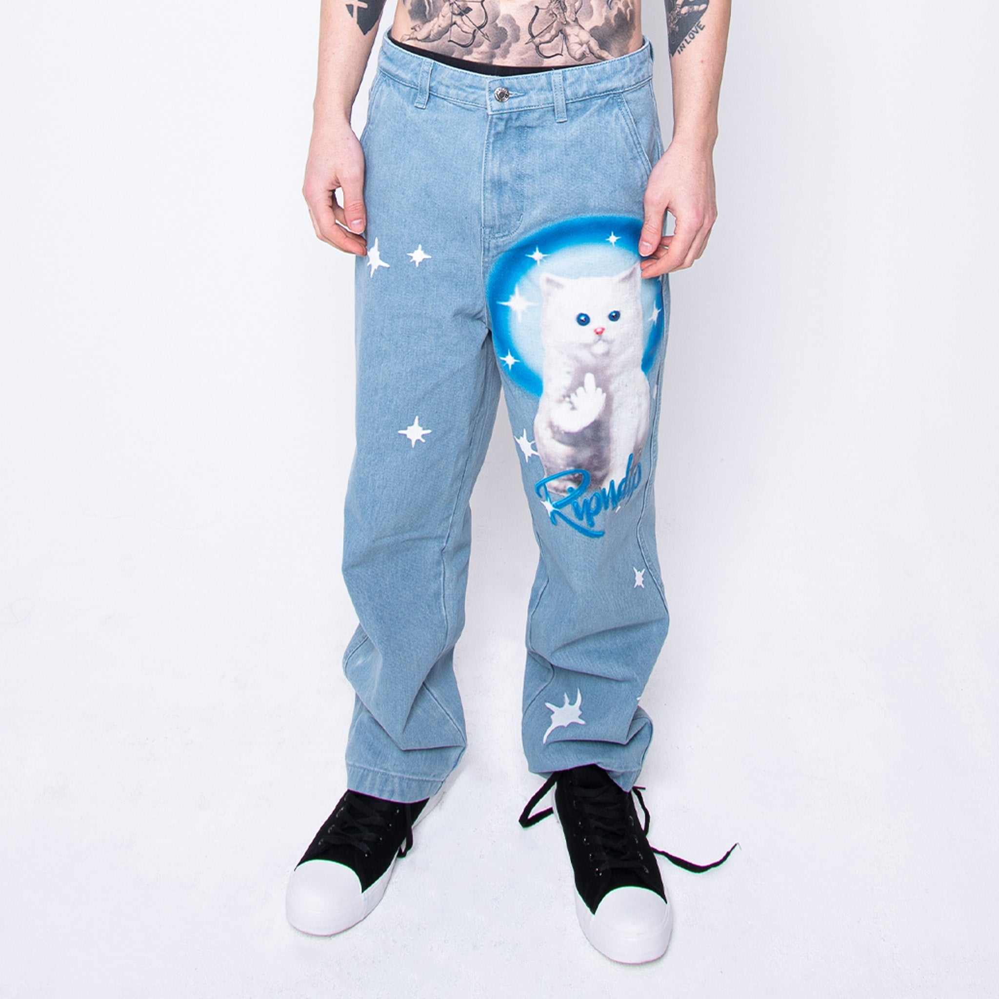 368211 Sprinkles Wide Leg Denim Pants (Medium Wash)