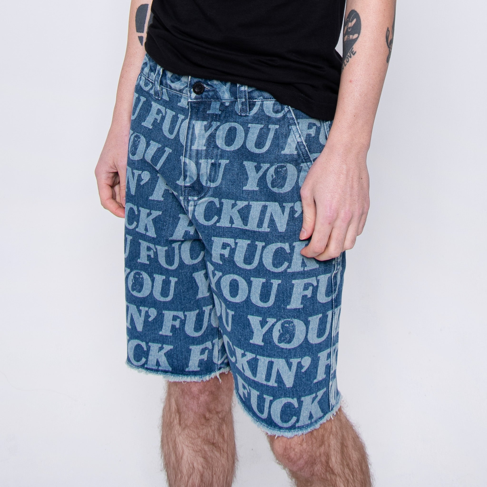 RIPNDIP Fuckin Fuck Denim Shorts (Medium Wash)