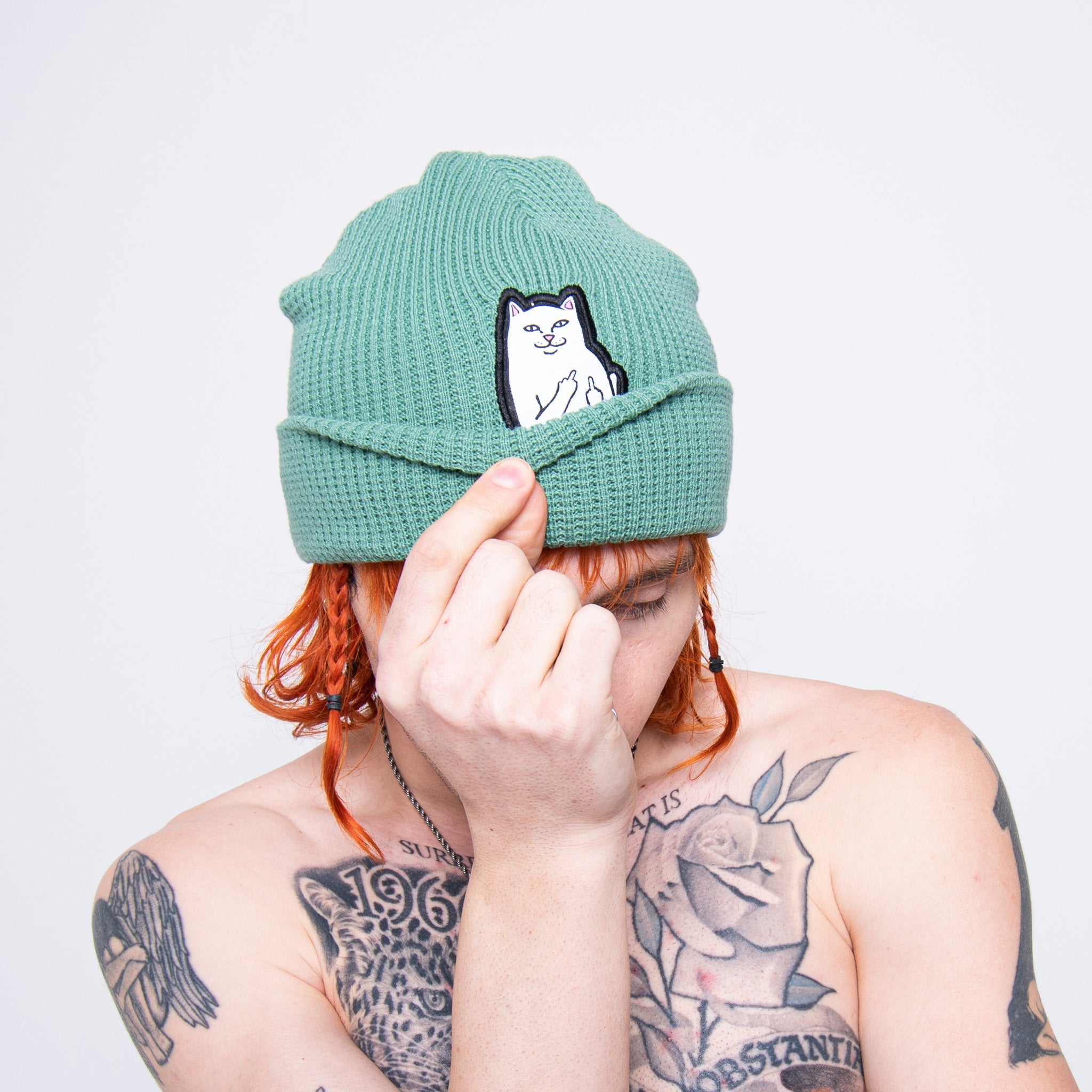 RIPNDIP Lord Nermal Waffle Beanie (Light Pine)