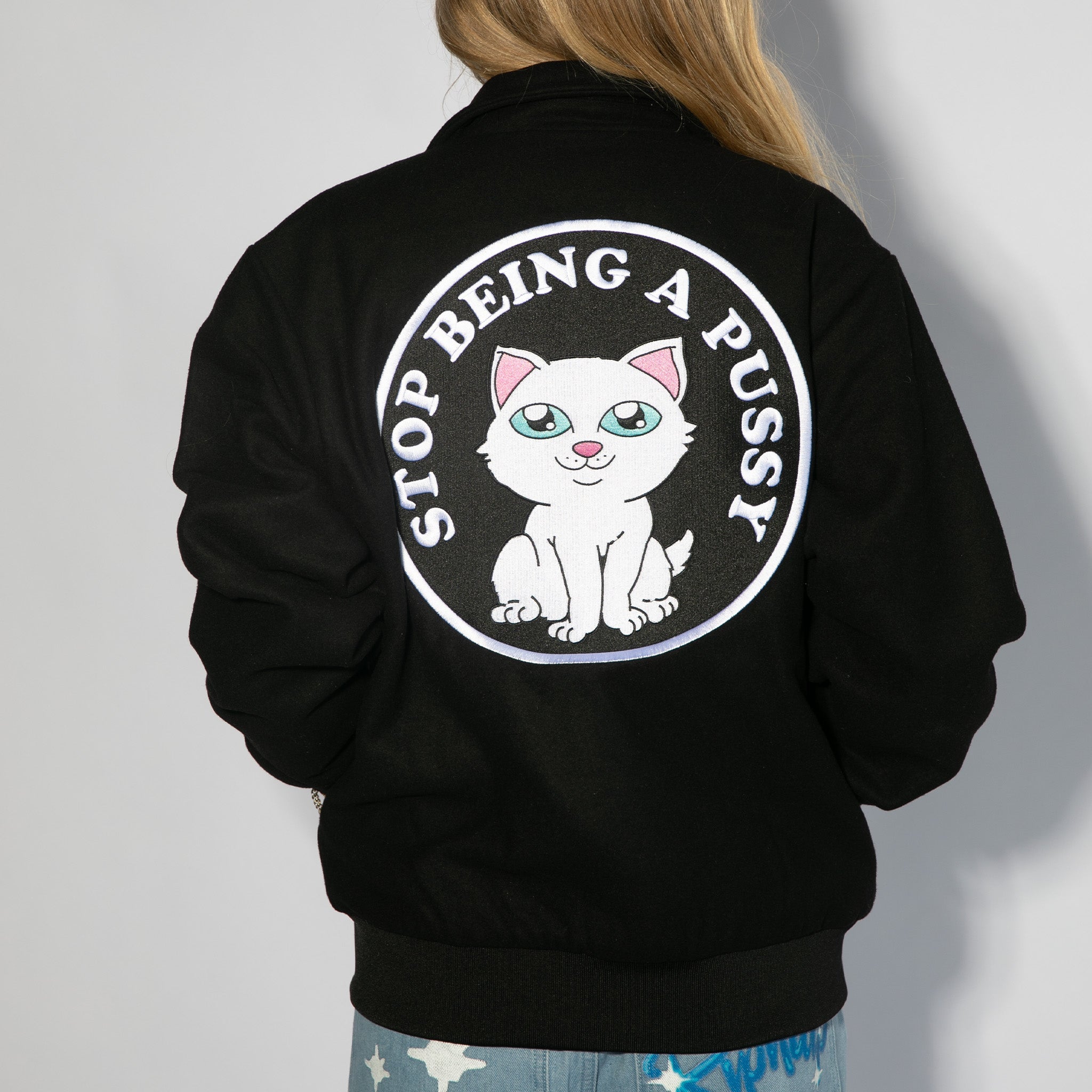 RIPNDIP Stop Being A Pussy Varsity Jacket (Black)