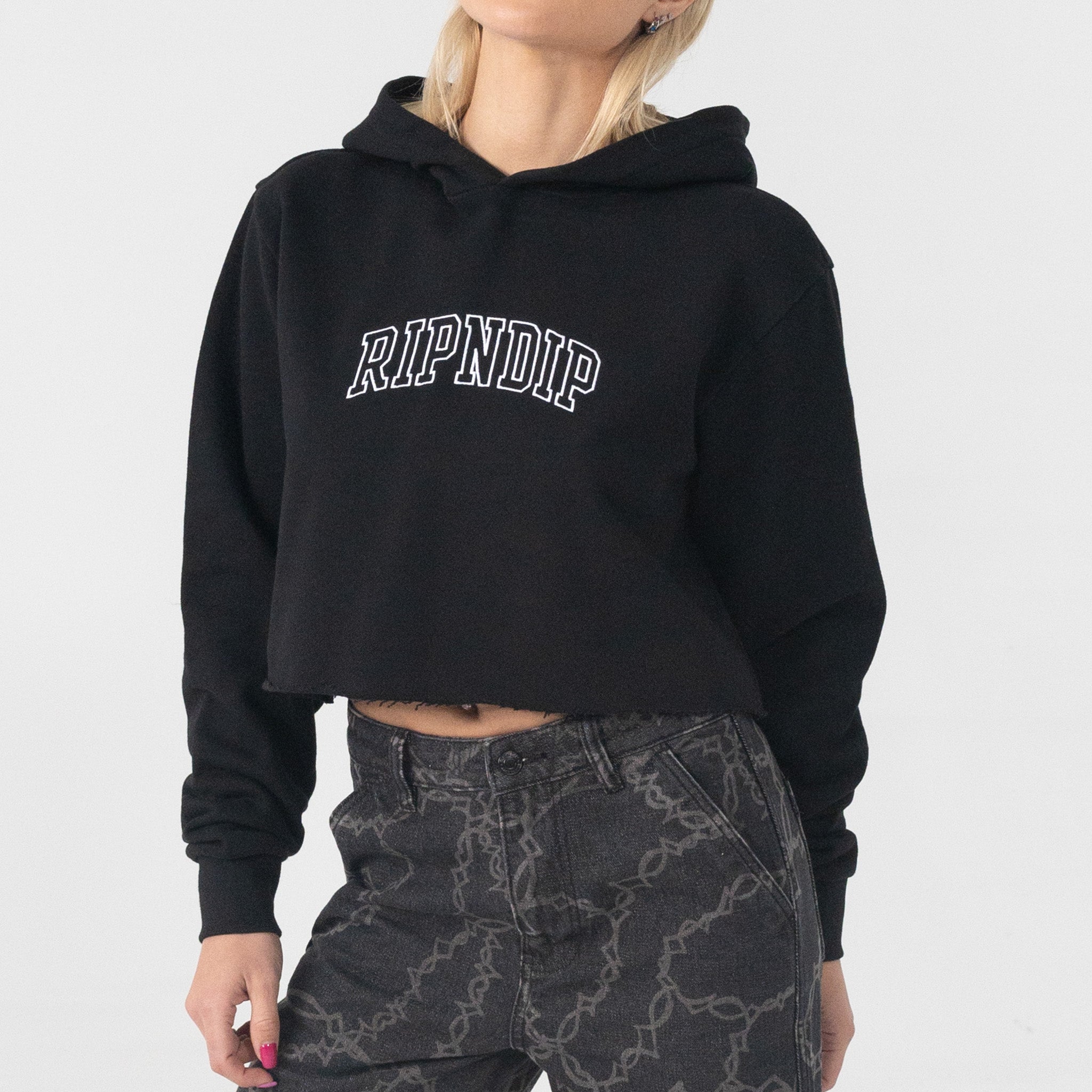 RIPNDIP Team Spirit Cropped Hoodie (Black)