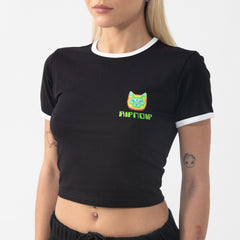 RIPNDIP Thermal Nermal Cropped Ringer Tee (Black)