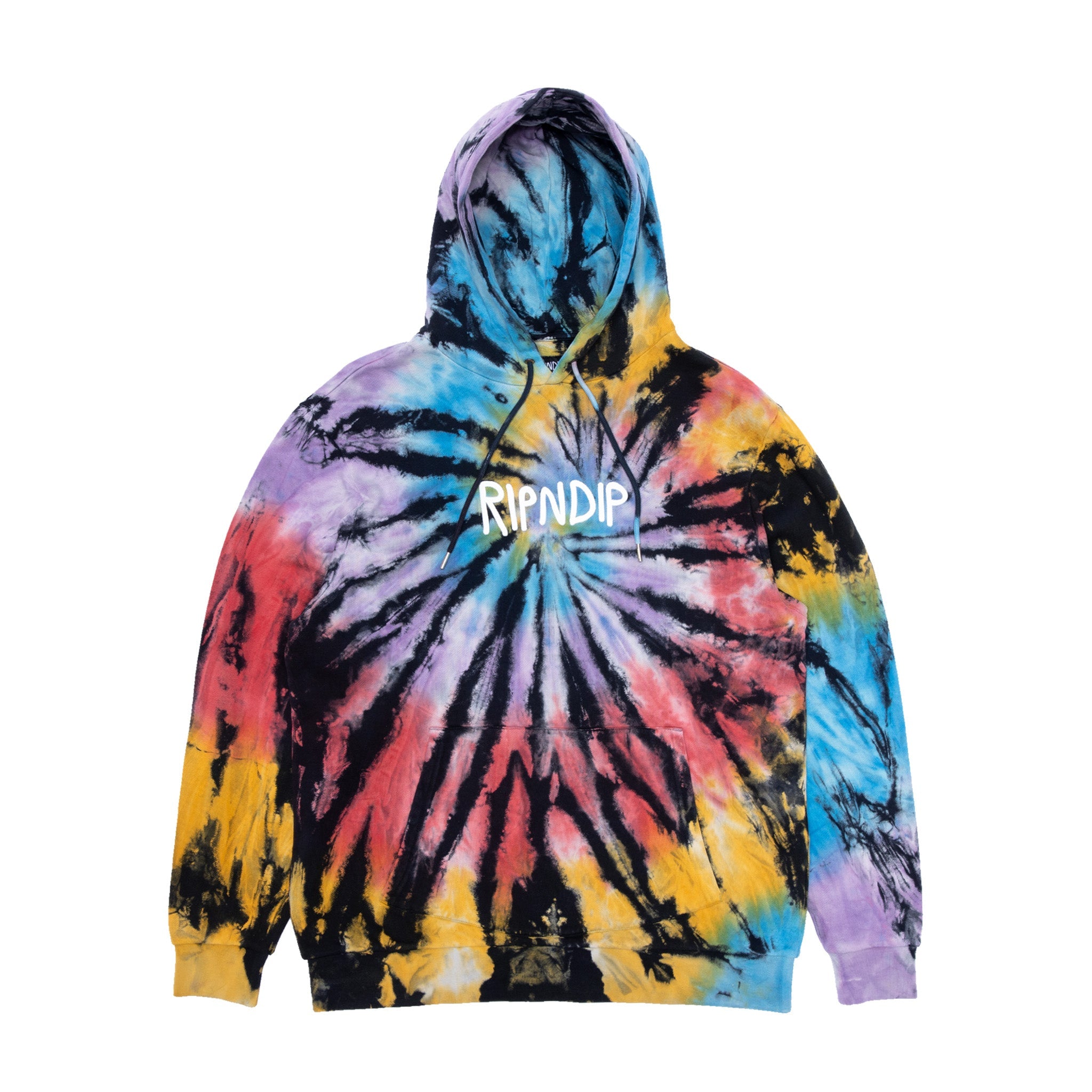 RIPNDIP Rubber Logo Hoodie (Sunburst Spiral Tie Dye)