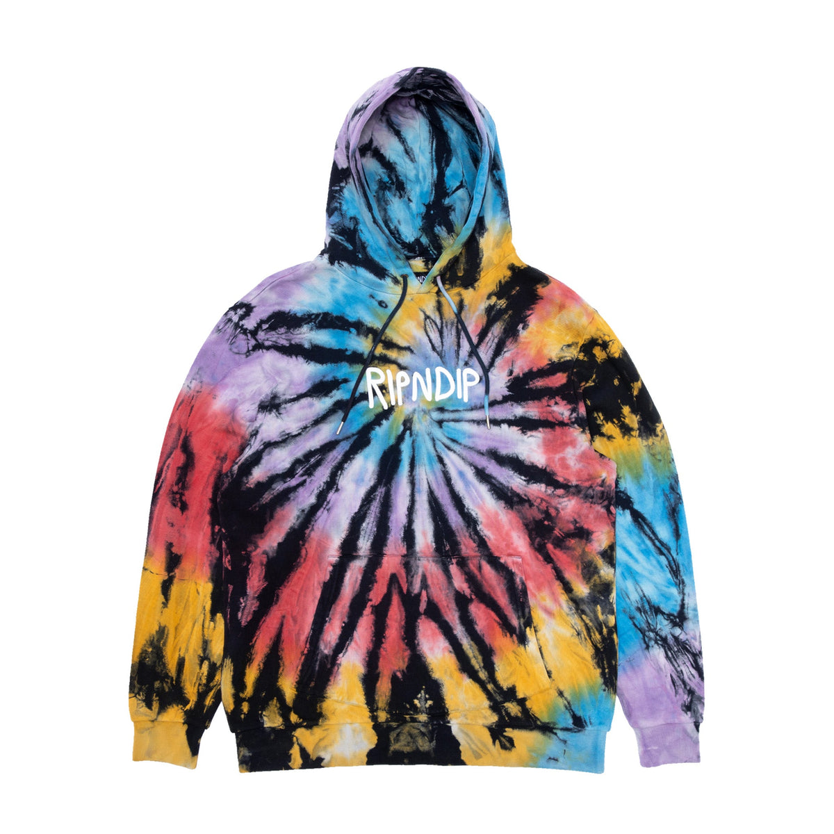 RIPNDIP Rubber Logo Hoodie (Sunburst Spiral Tie Dye)