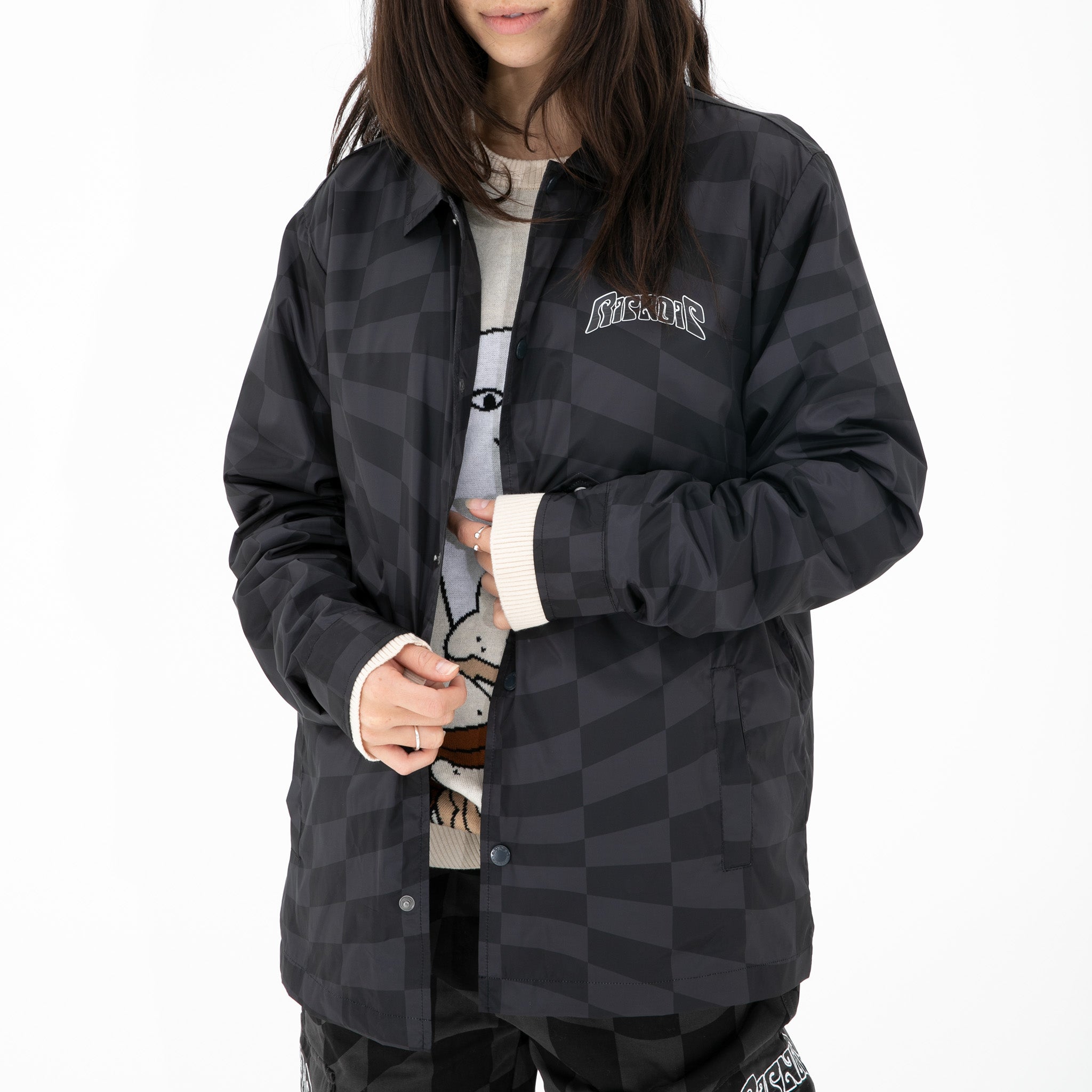 RIPNDIP Checked Coaches Jacket (Black/Charcoal)