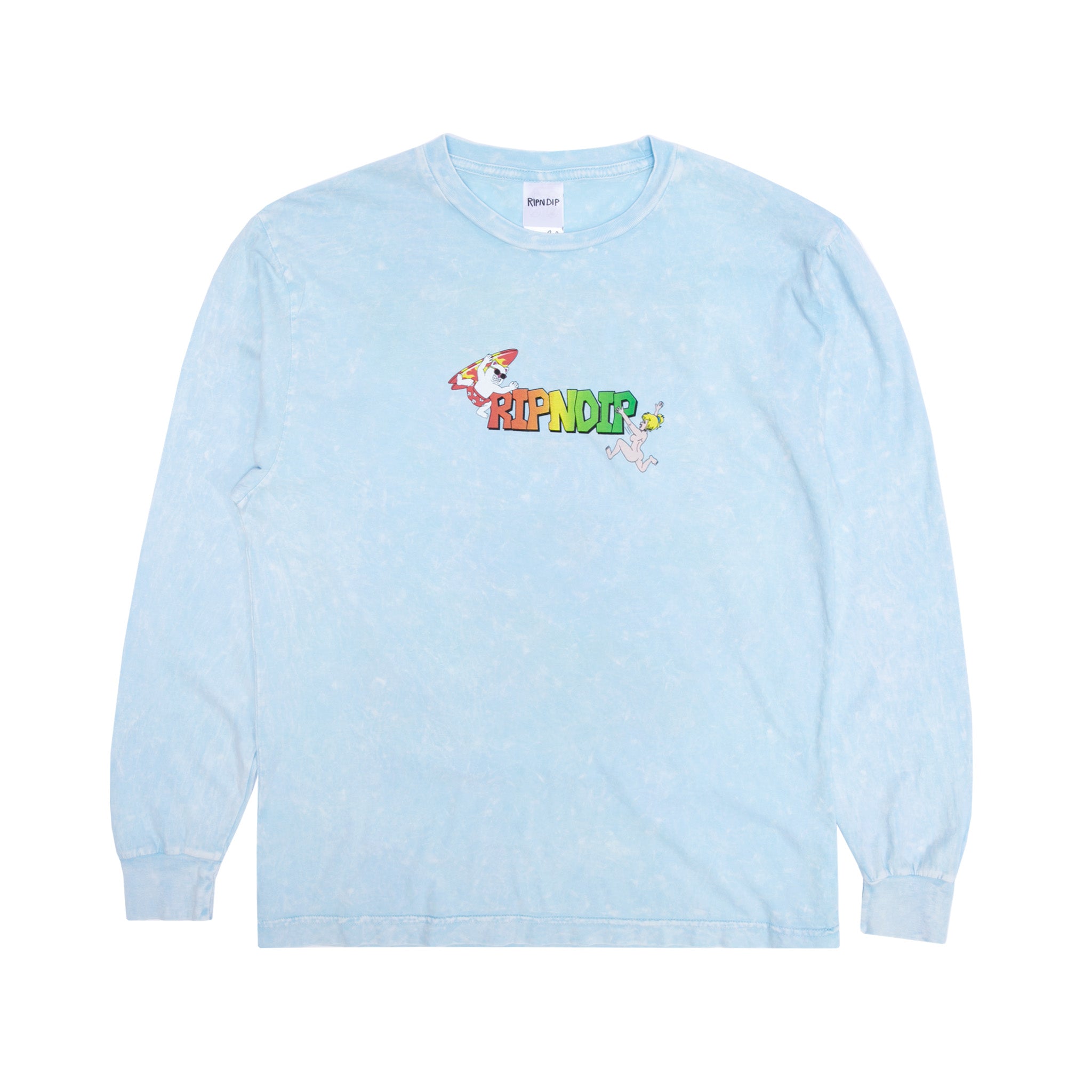 RIPNDIP Summer Break Long Sleeve (Light Blue Mineral Wash)