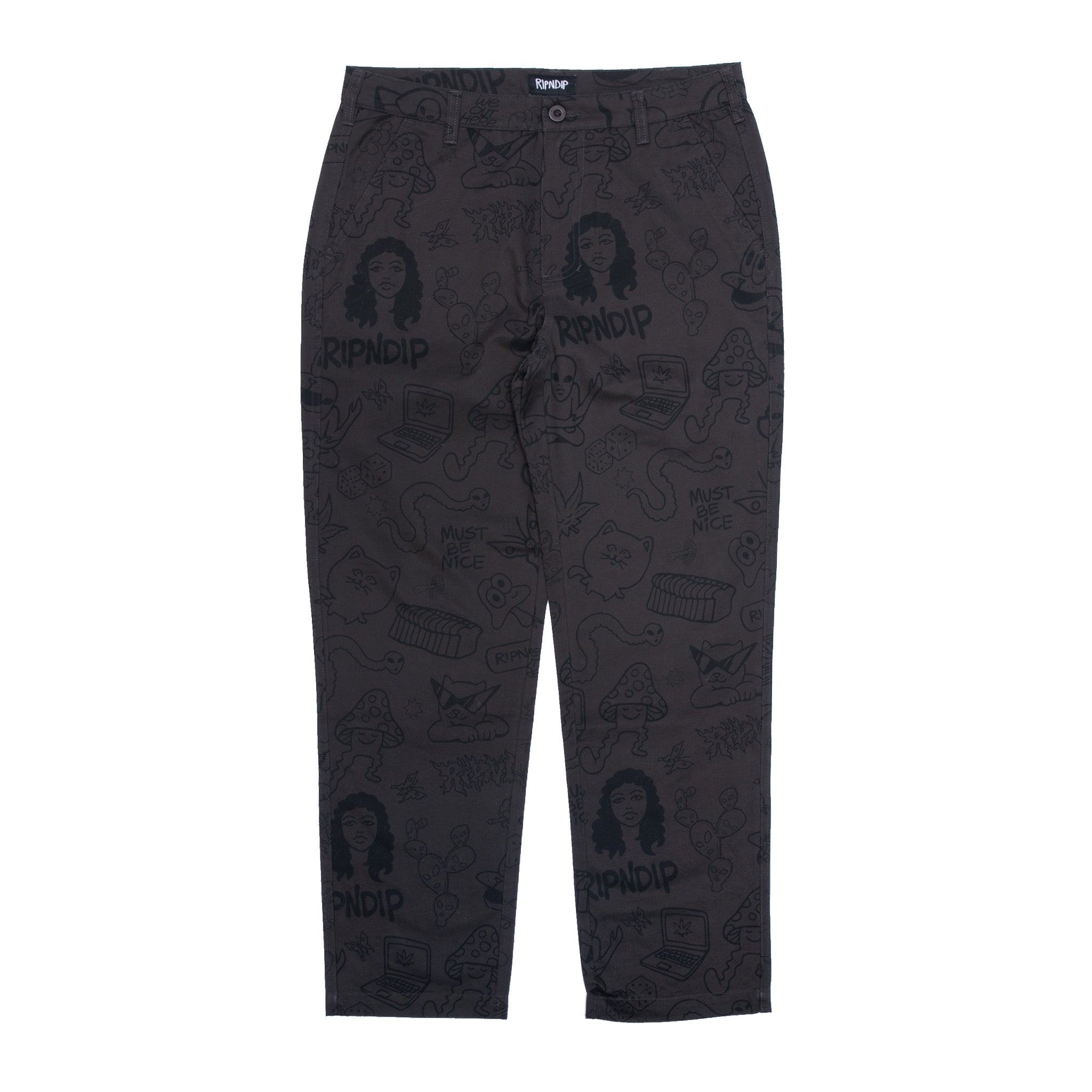 RIPNDIP Nerm Doodle Cotton Twill Pants (Chocolate)