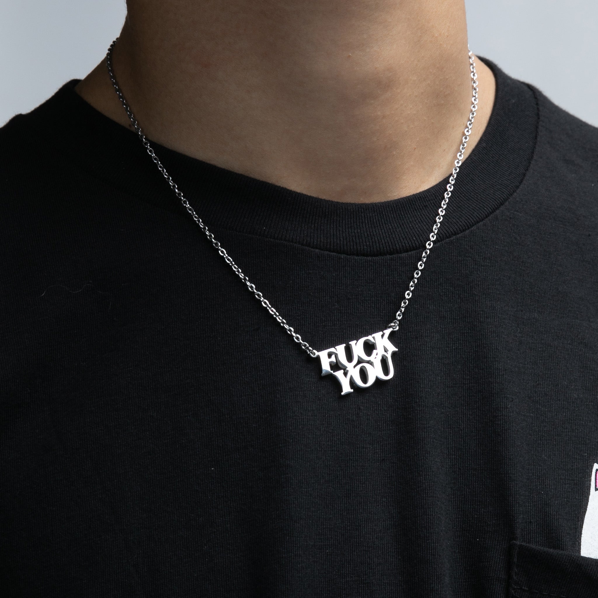 RIPNDIP Fuckin Fuck Pendant Necklace (Silver)