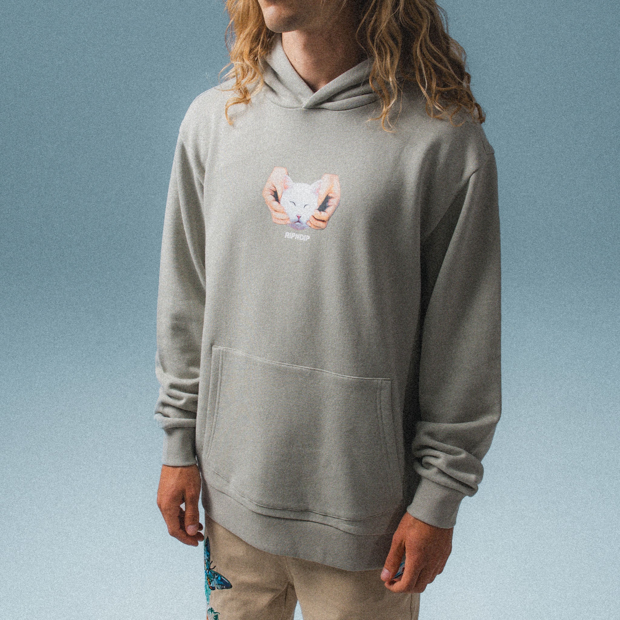 RIPNDIP Happy Kitty Hoodie (Sage)