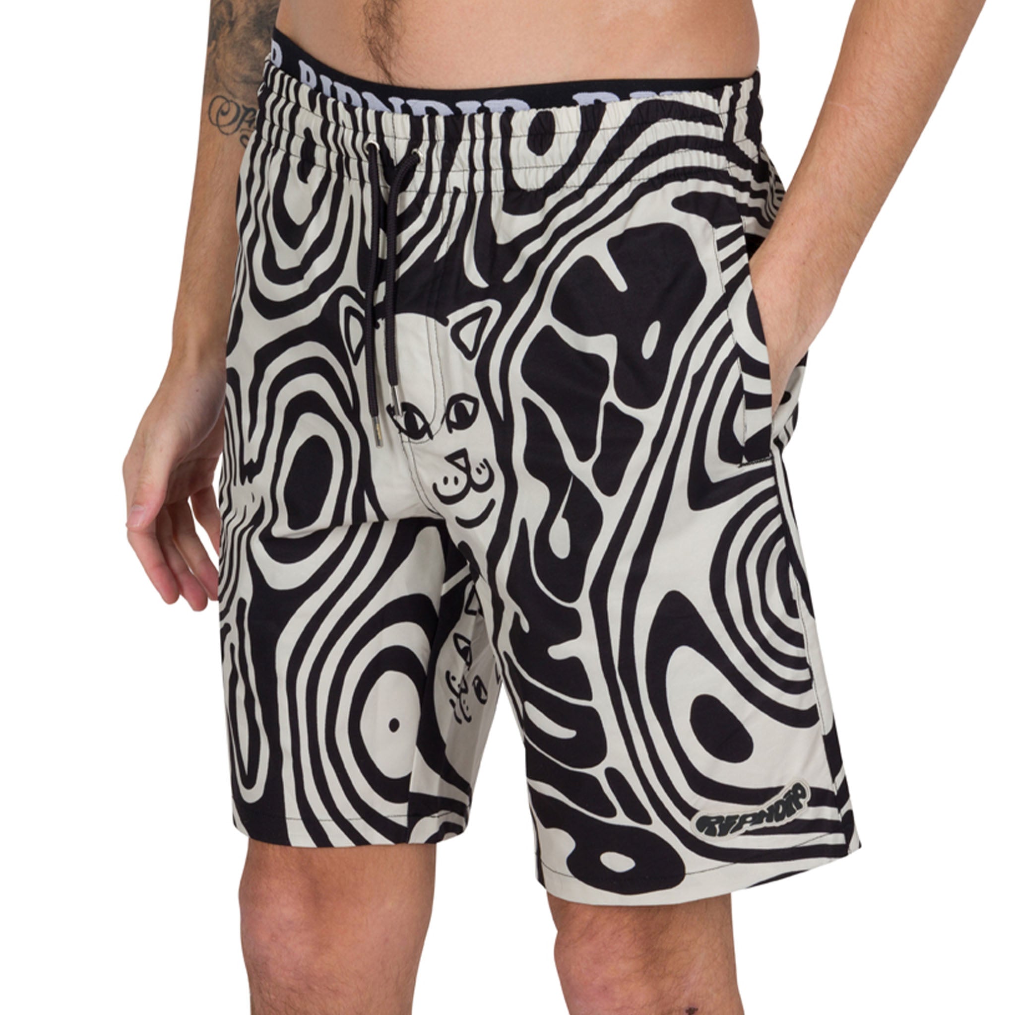 RIPNDIP Hypnotic Swim Shorts (Black/Cream)