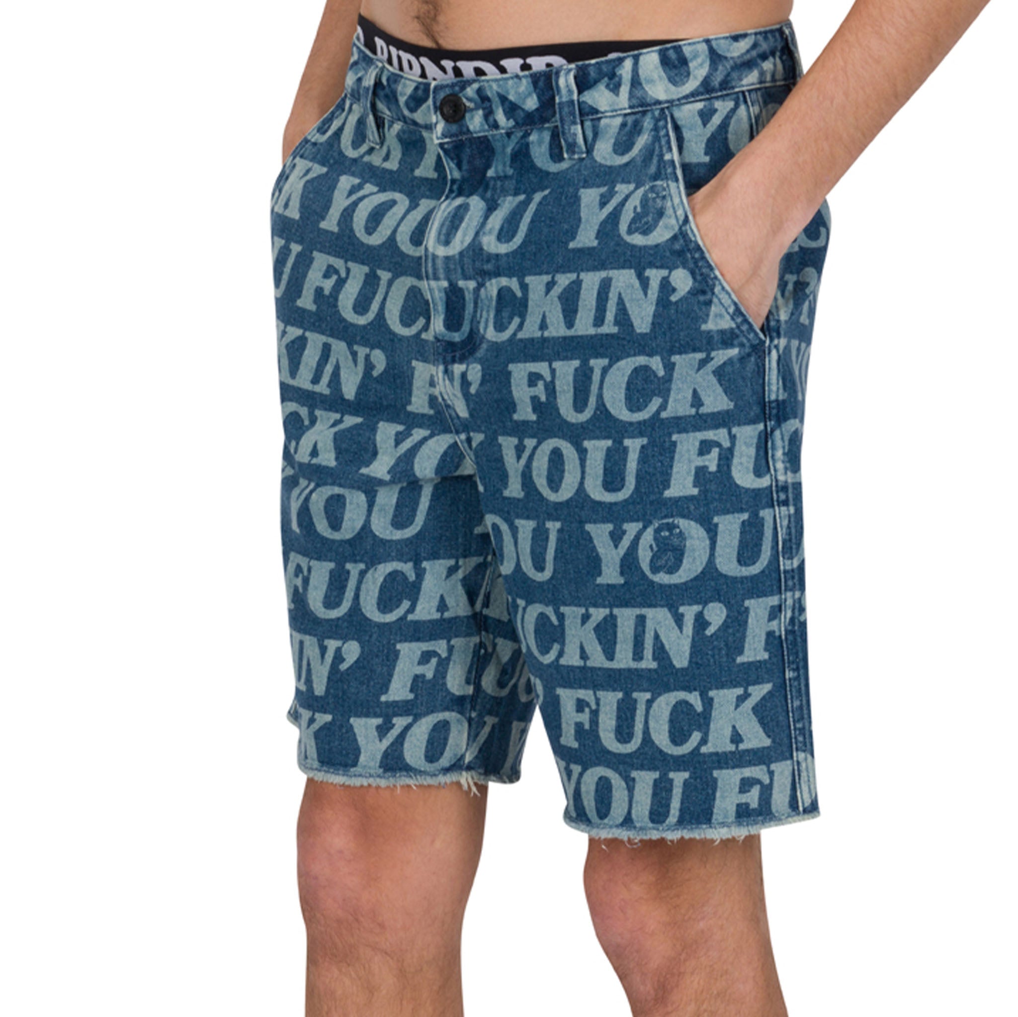 RIPNDIP Fuckin Fuck Denim Shorts (Medium Wash)
