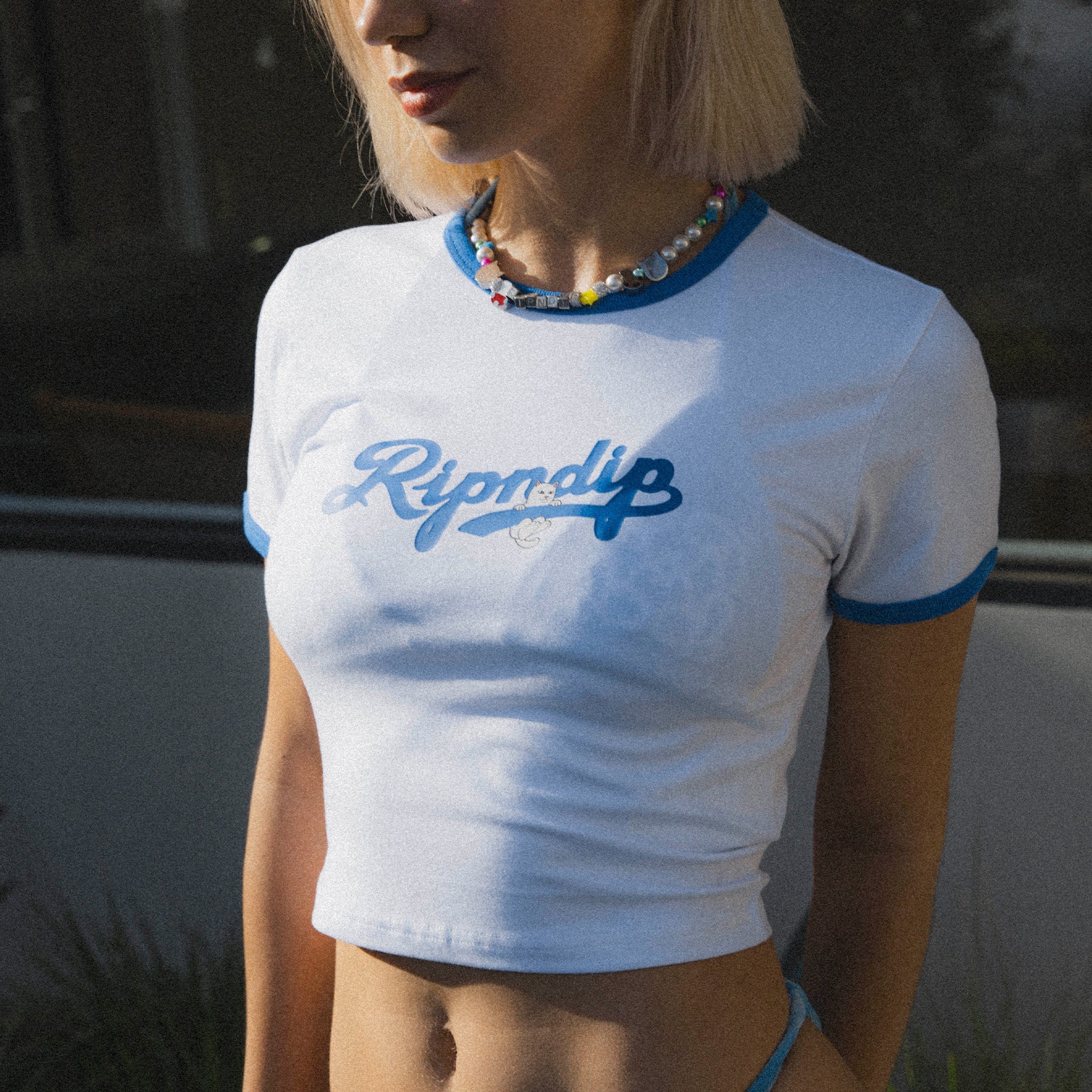 385429 Los Ripndip Cropped Ringer Tee (White)