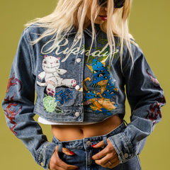 RIPNDIP Travis Cropped Denim Jacket (Light Wash)