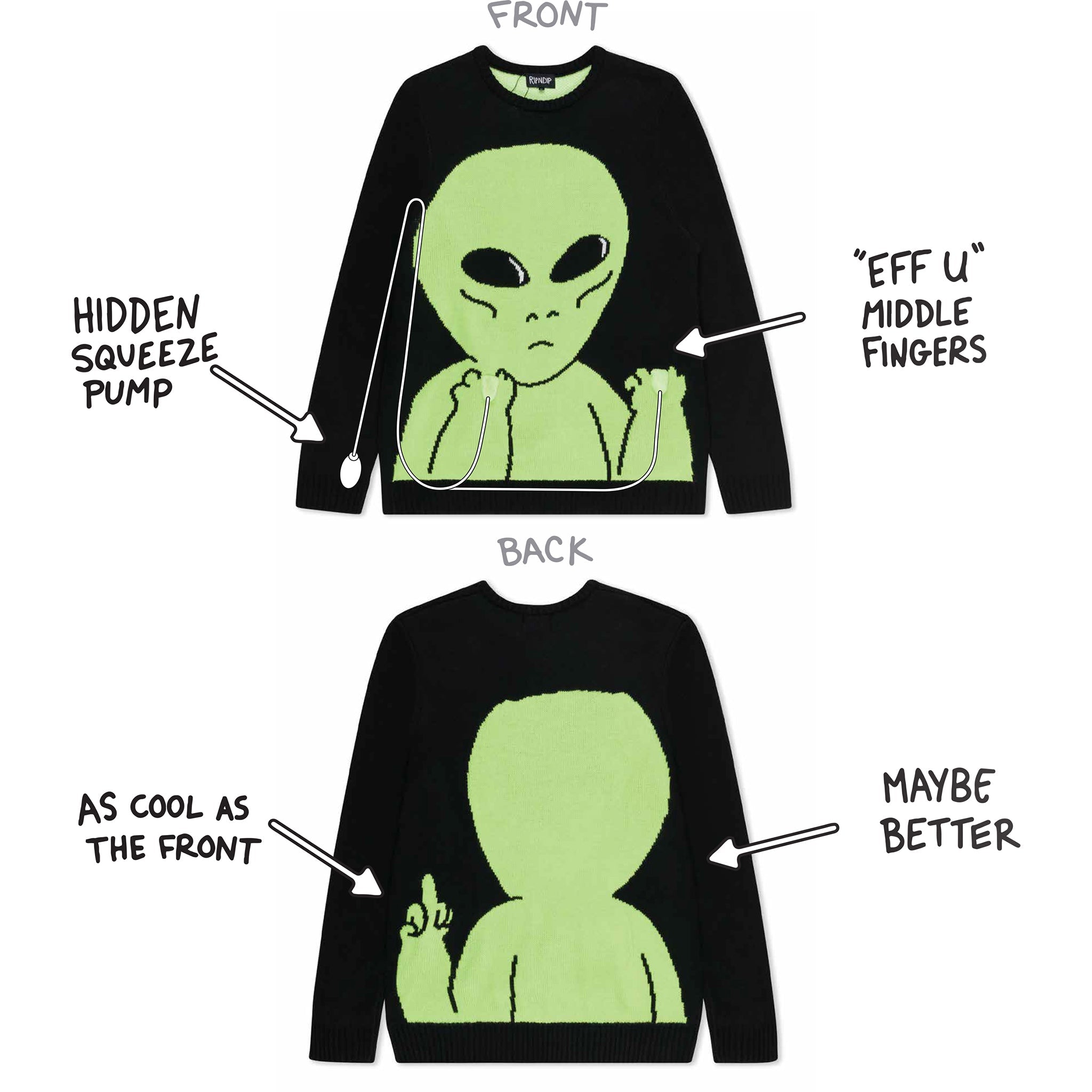 RIPNDIP Lord Alien Flippy Knitty Sweater (Black)