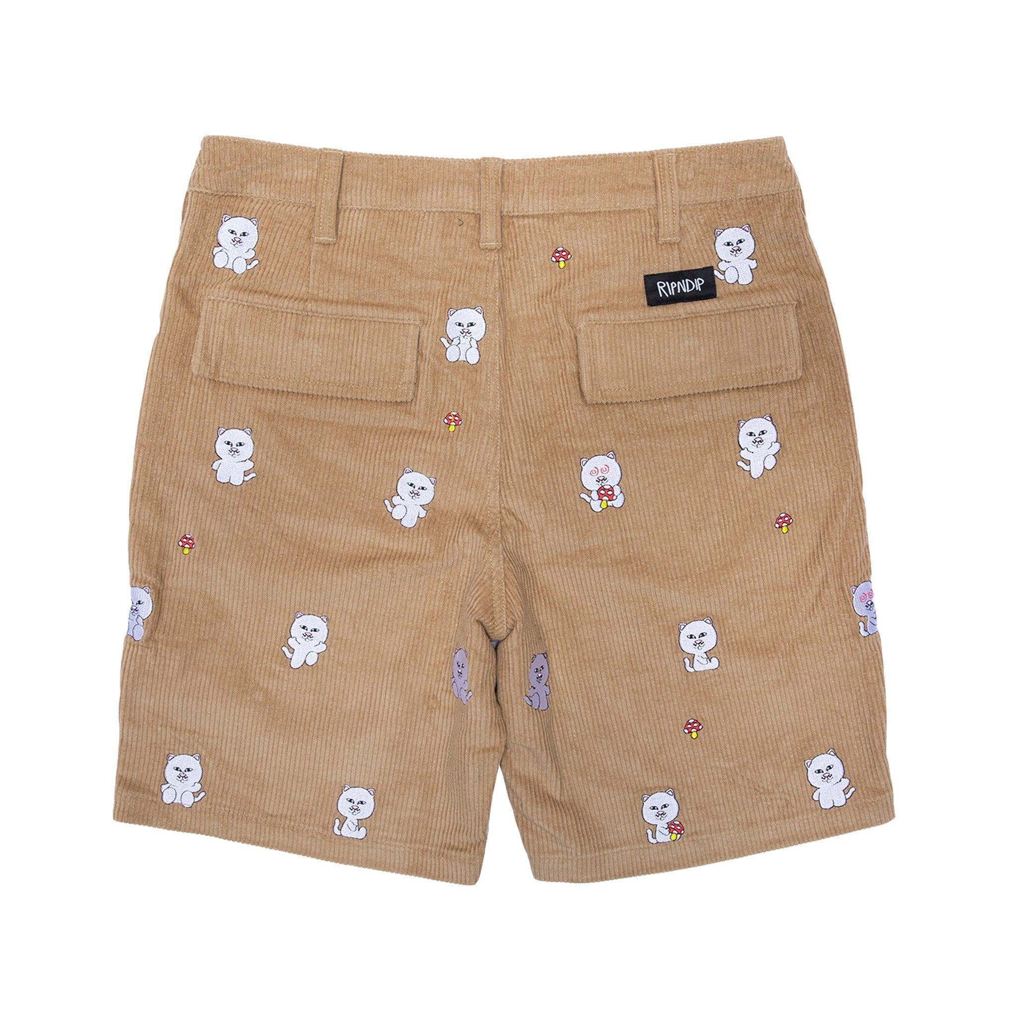 RIPNDIP Hello Nermy Corduroy Embroidered Shorts (Tan)