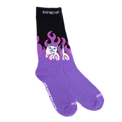 RIPNDIP Welcome To Heck Socks (Black/Purple)