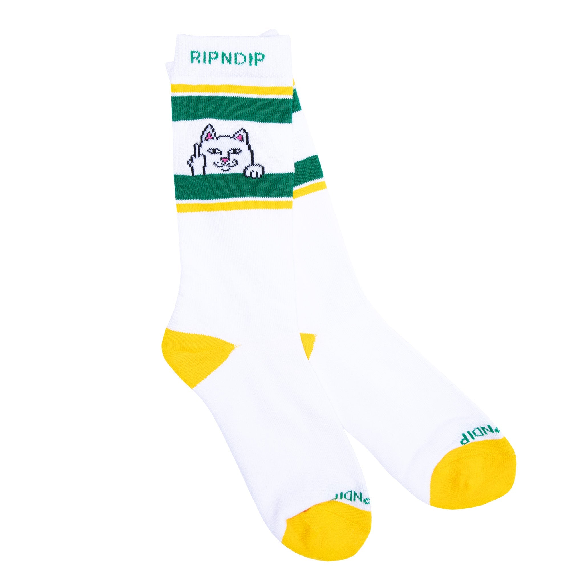 RIPNDIP Peeking Nermal Socks (White/Green)