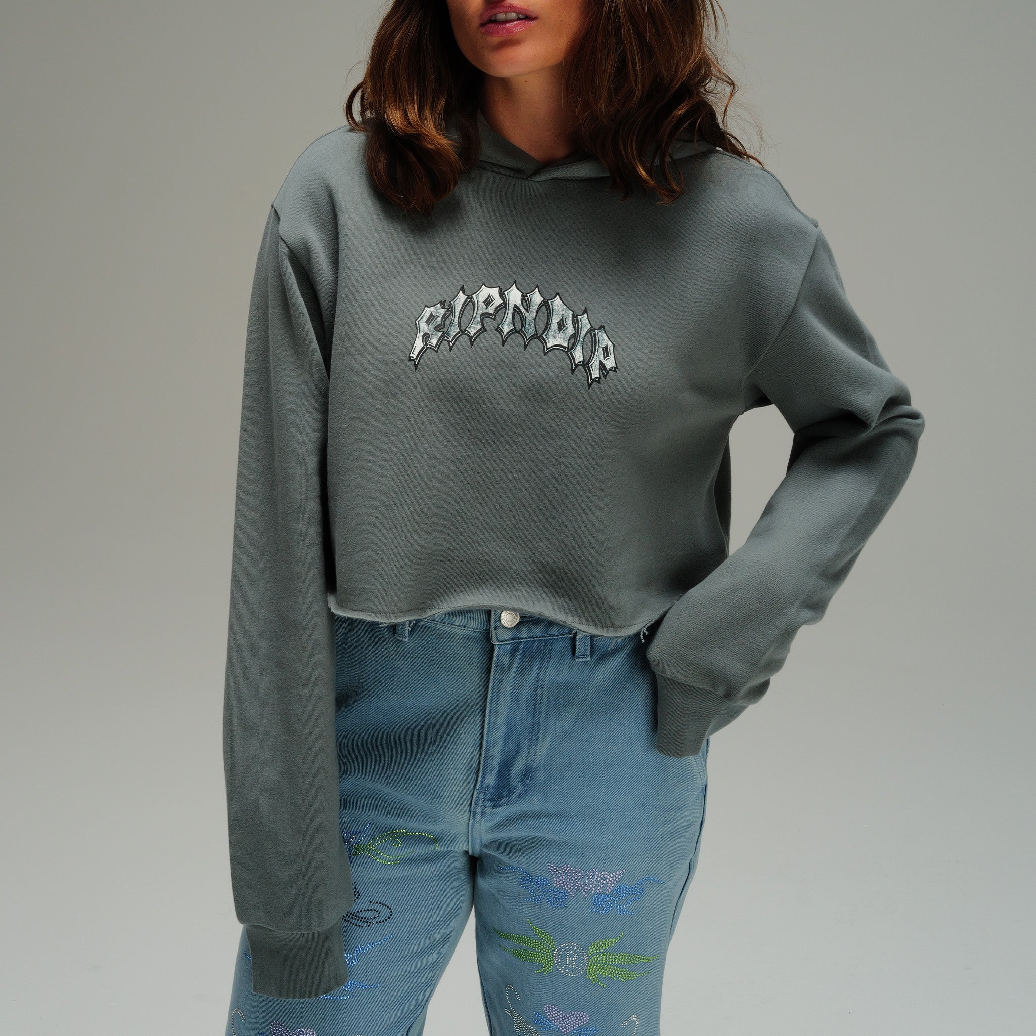 RIPNDIP Mother Nerm Cropped Hoodie (Charcoal)