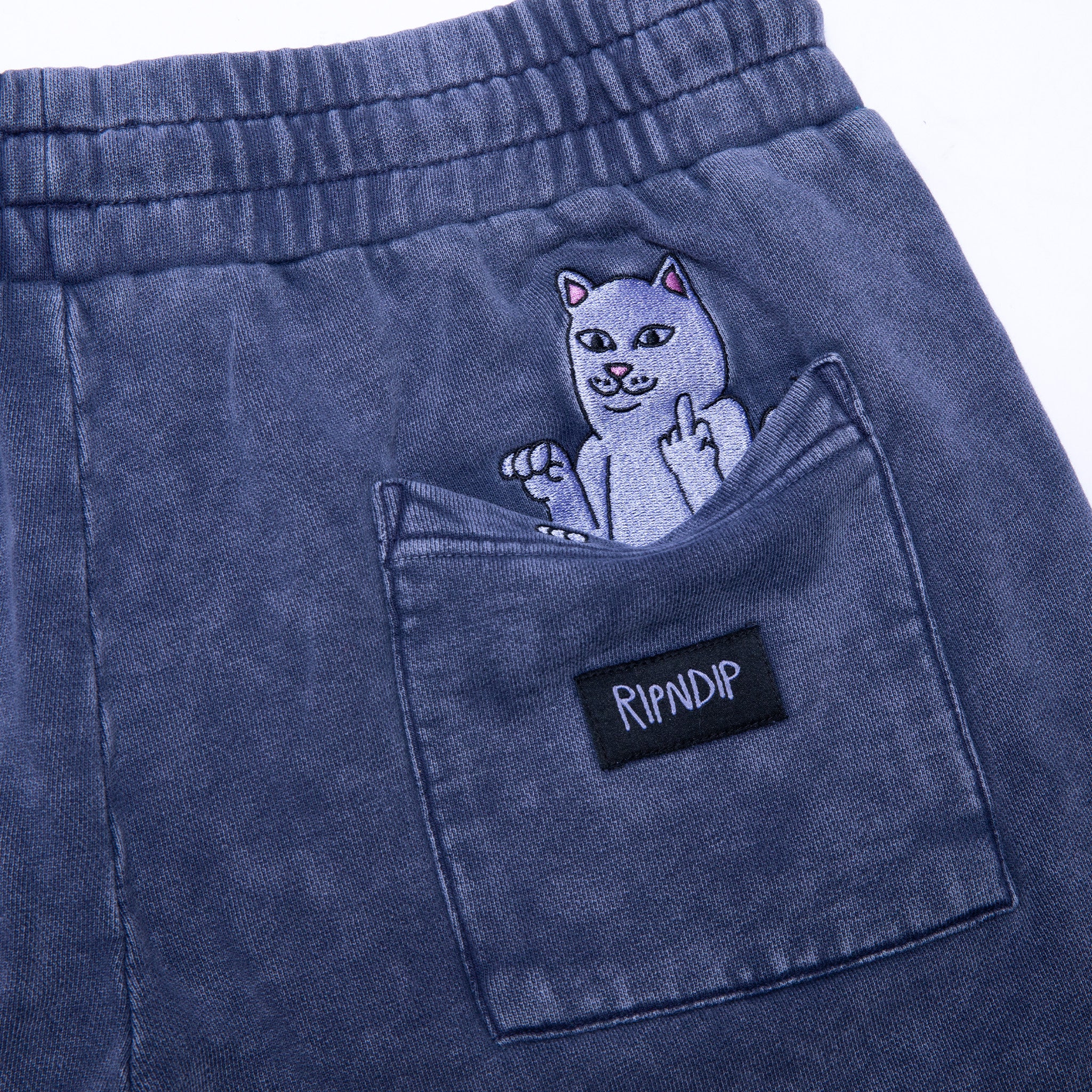 RIPNDIP Peek A Nermal Sweatshorts (Navy Acid Wash)