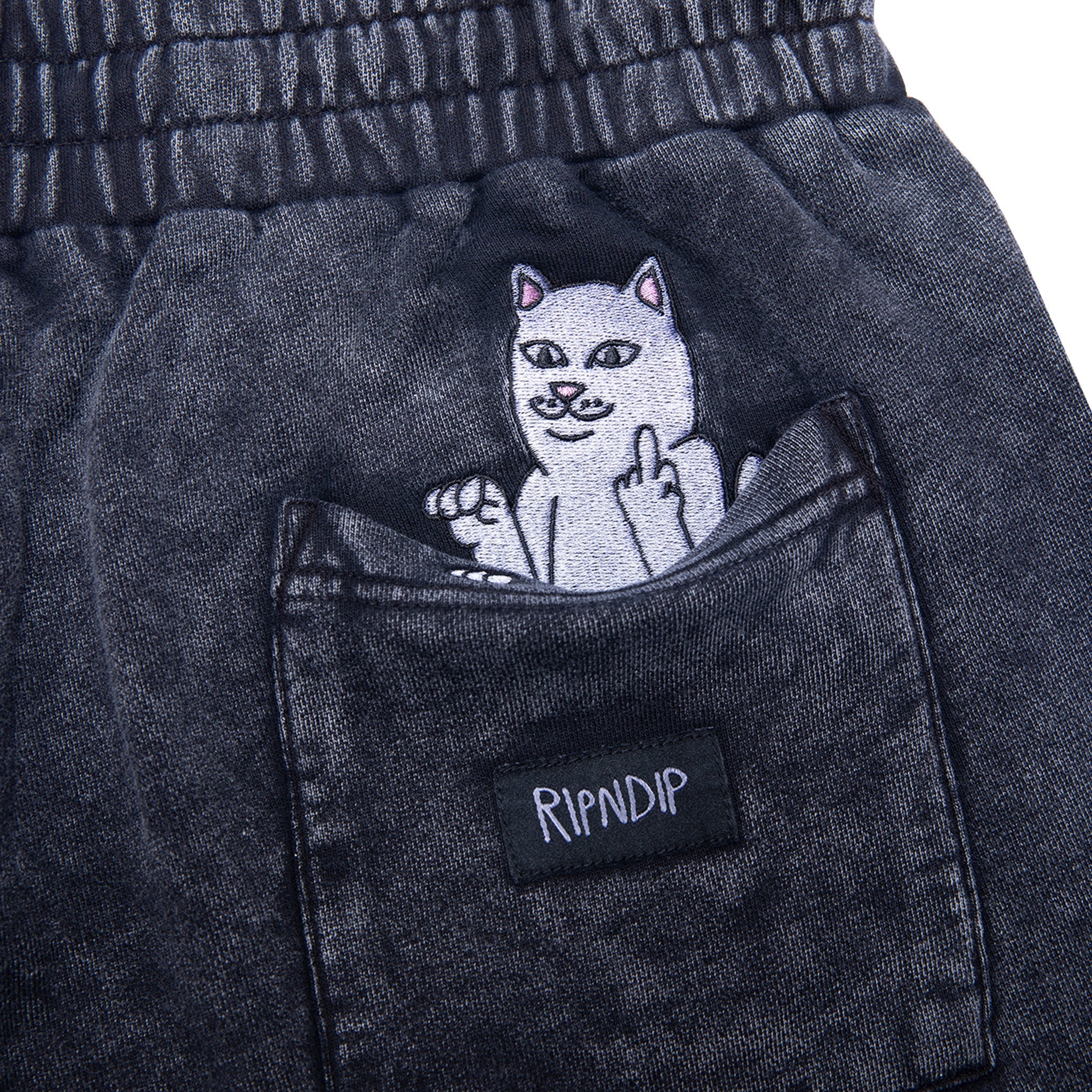 RIPNDIP Peek A Nermal Sweatshorts (Black Acid Wash)