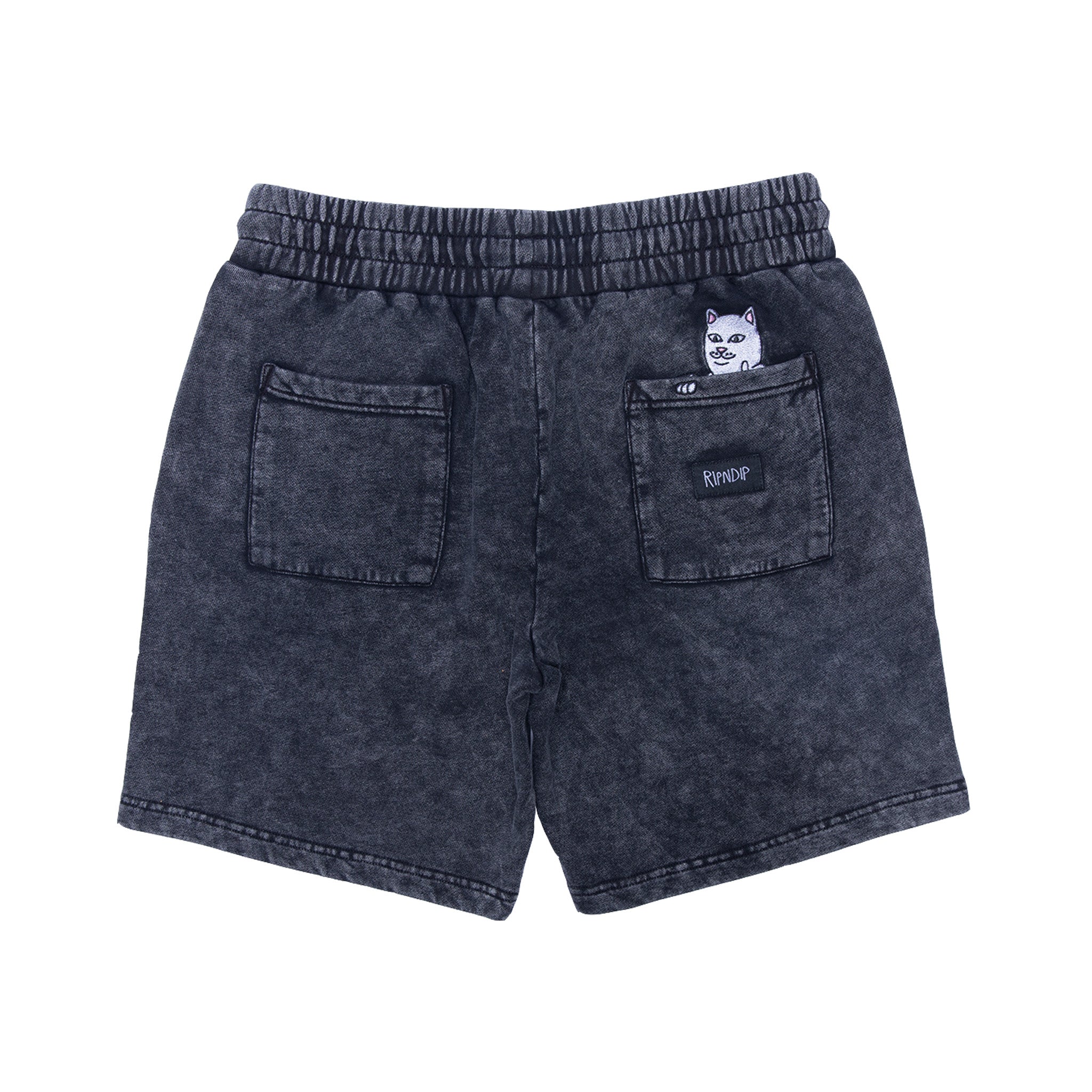 RIPNDIP Peek A Nermal Sweatshorts (Black Acid Wash)