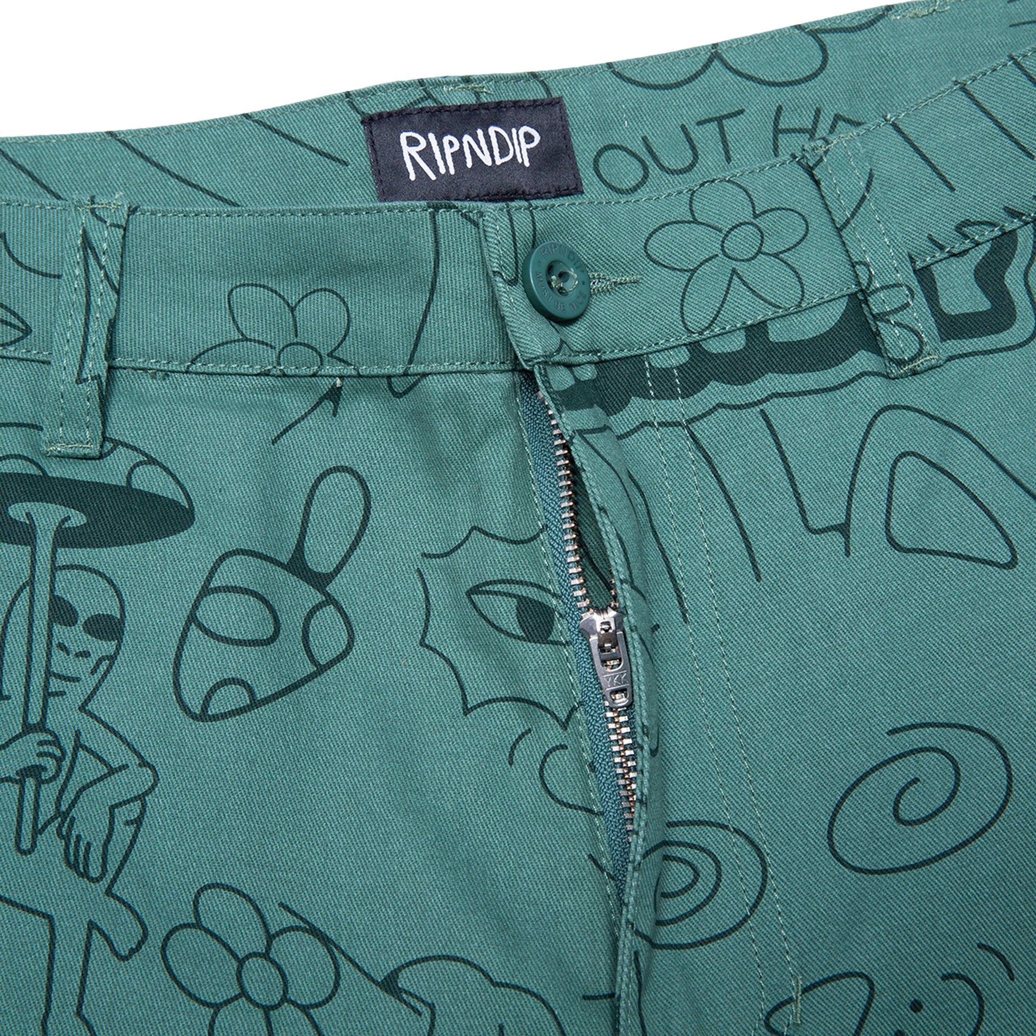 RIPNDIP Scribble Cotton Twill Pants (Forest Green)