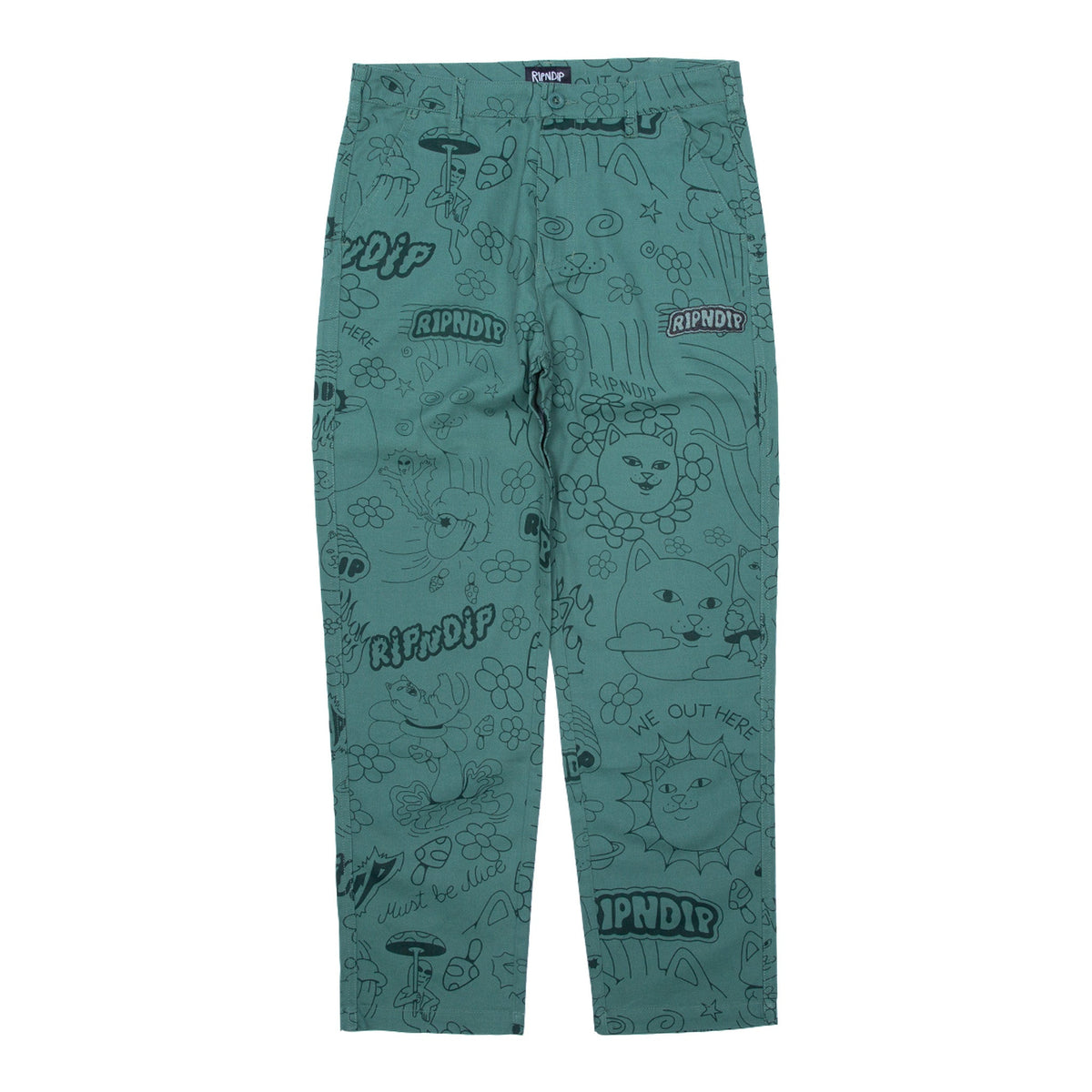 RIPNDIP Scribble Cotton Twill Pants (Forest Green)