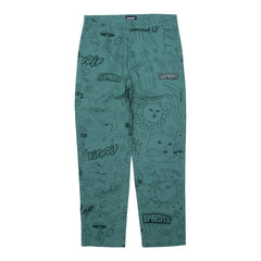 RIPNDIP Scribble Cotton Twill Pants (Forest Green)
