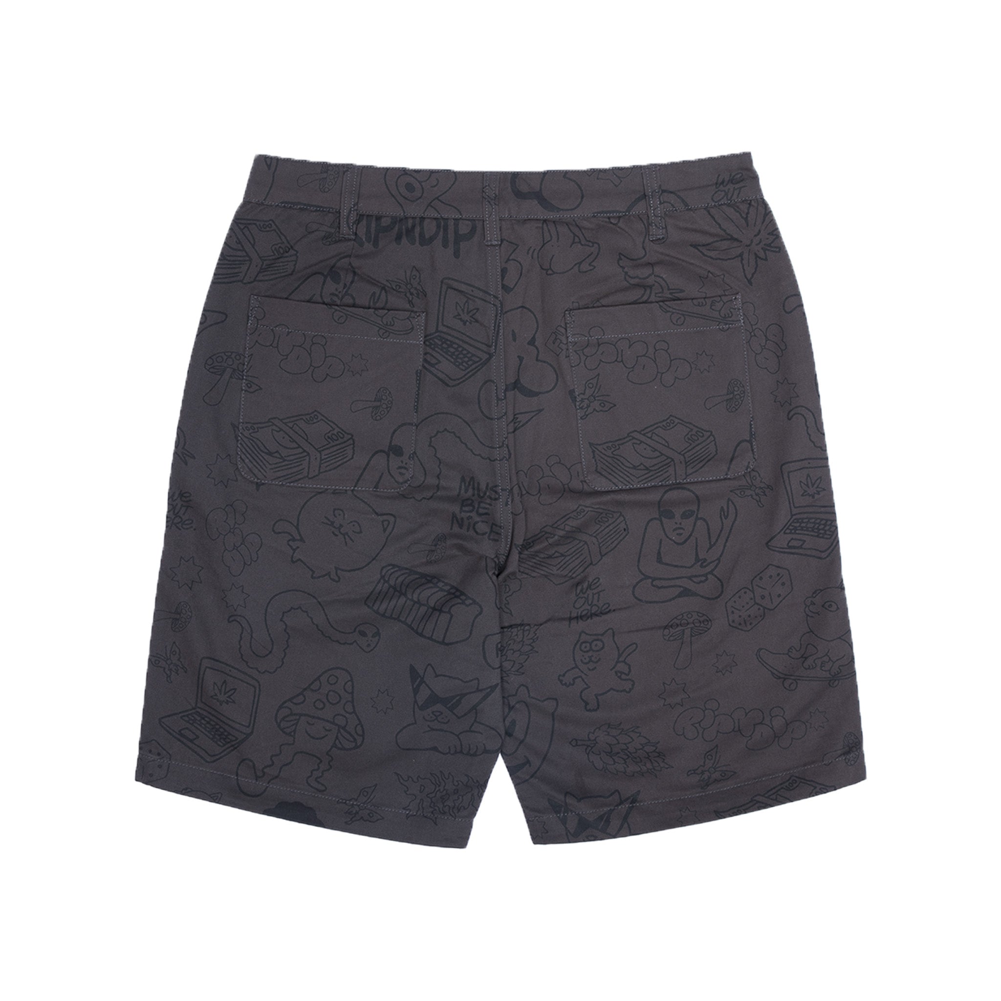 RIPNDIP Nerm Doodle Twill Shorts (Chocolate)