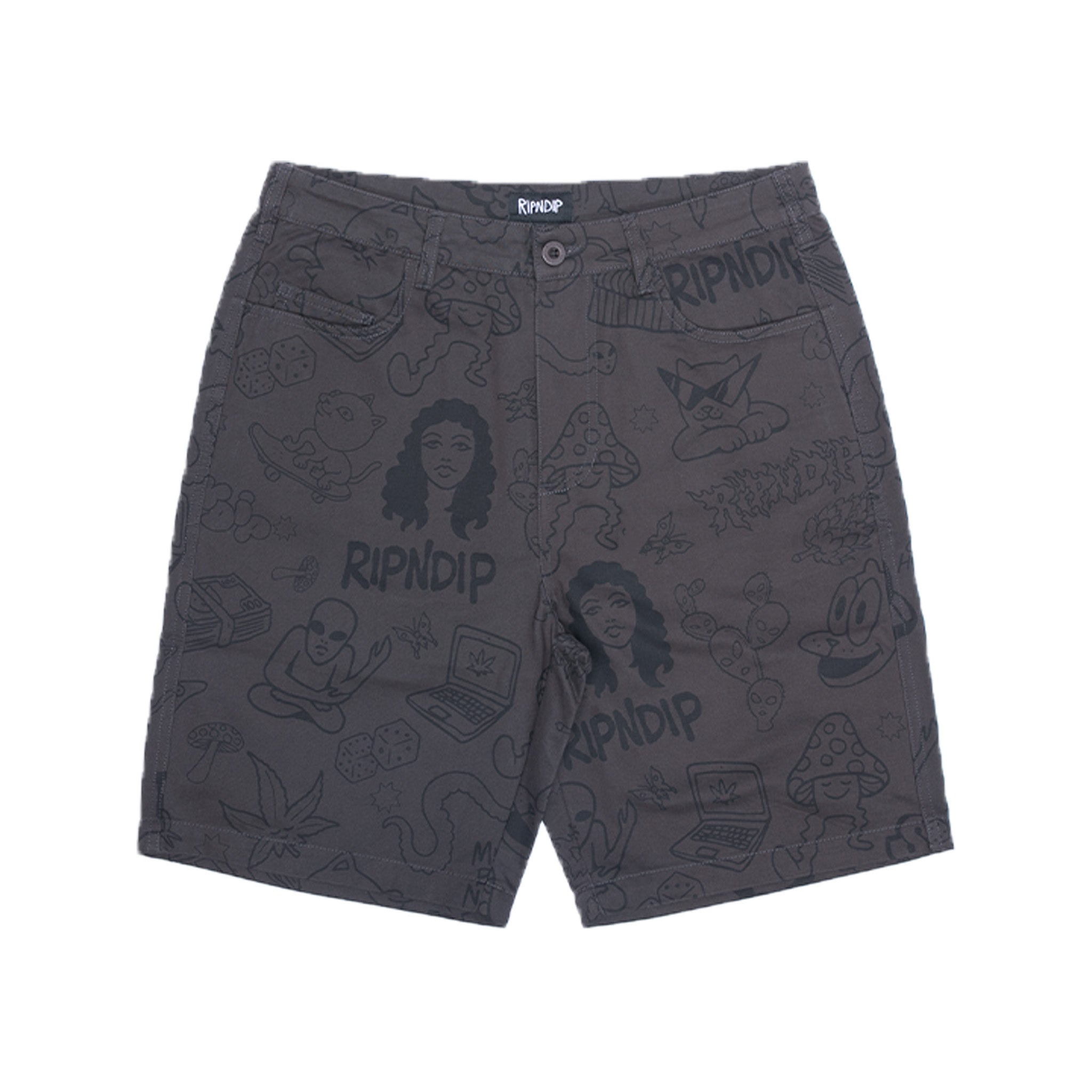 RIPNDIP Nerm Doodle Twill Shorts (Chocolate)