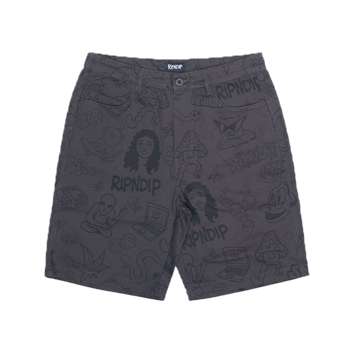 RIPNDIP Nerm Doodle Twill Shorts (Chocolate)