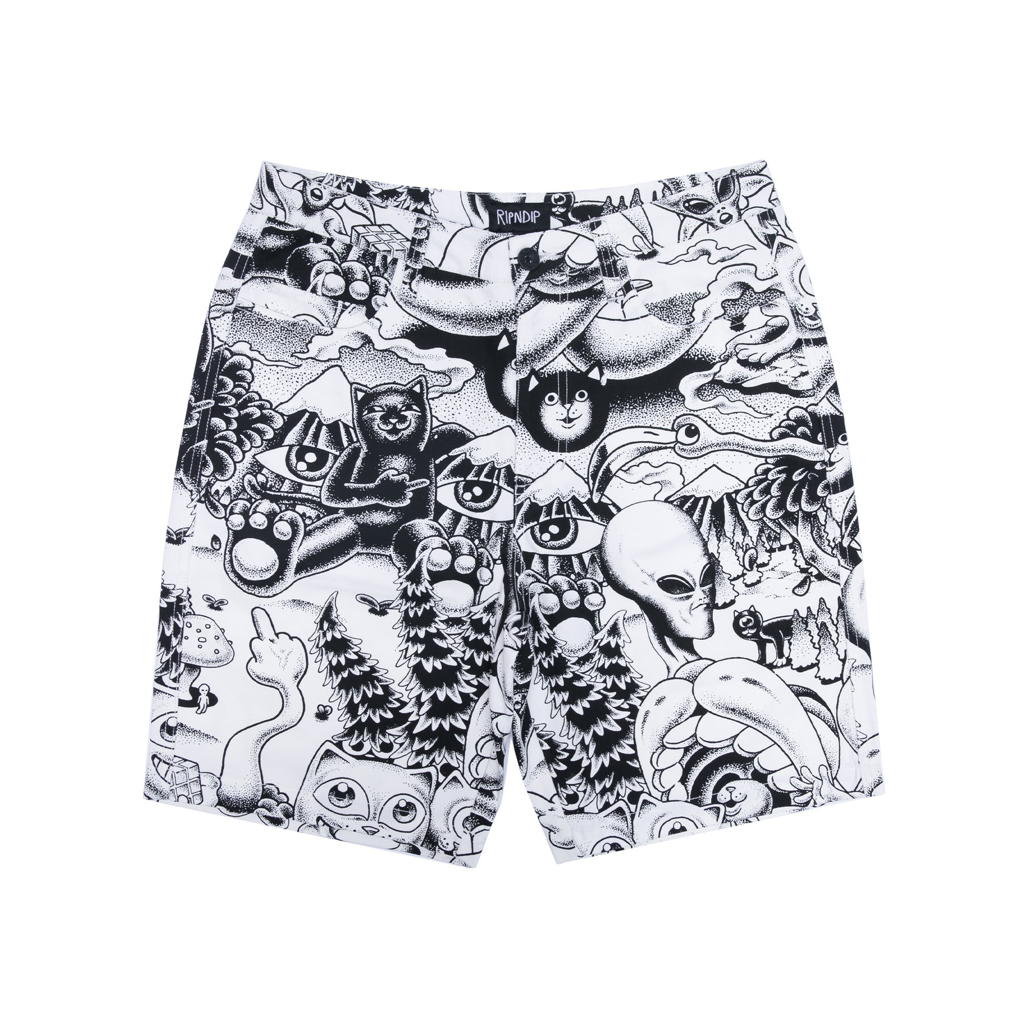 RIPNDIP Dark Twisted Fantasy Twill Shorts (Black/White)