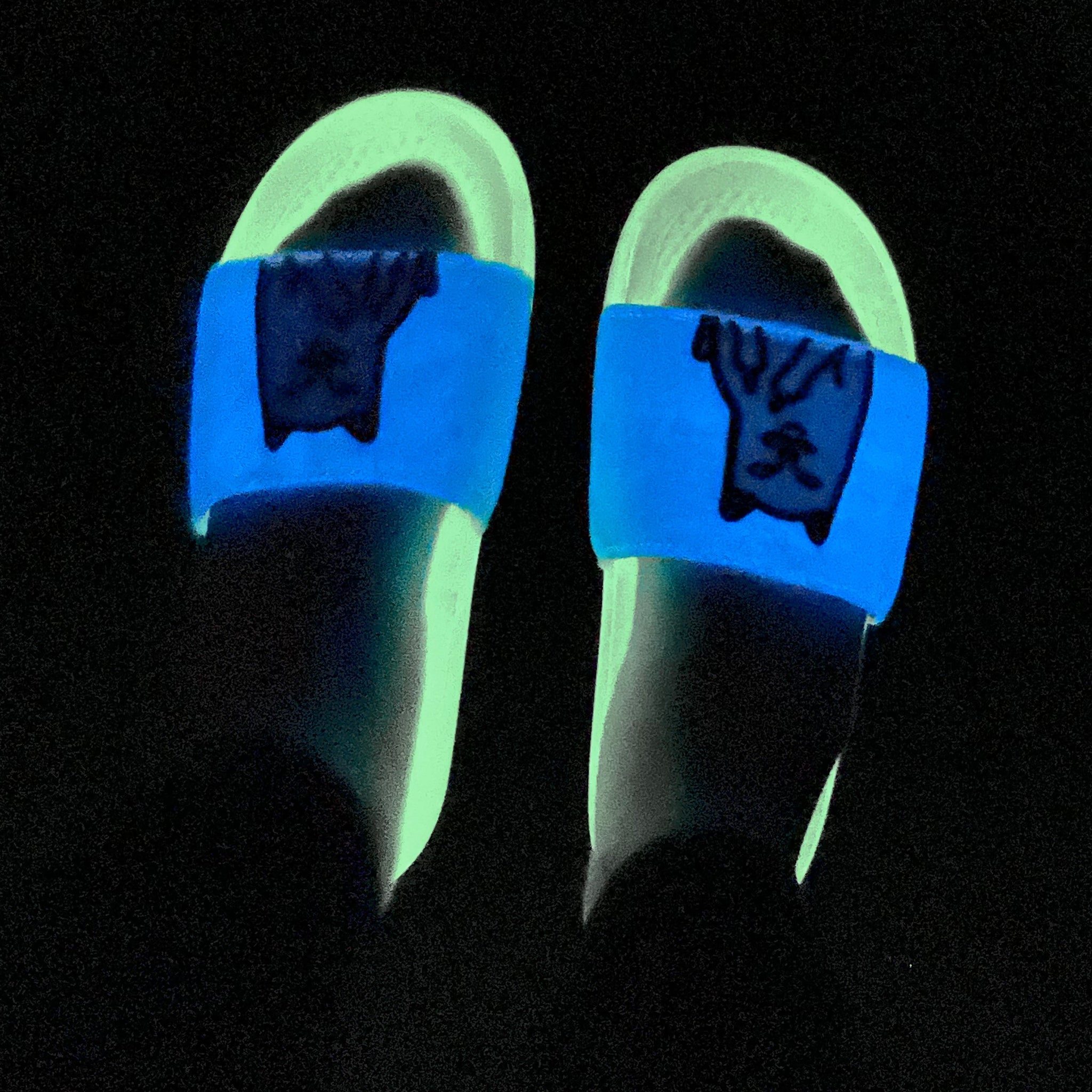 RIPNDIP Lord Nermal Glow in the Dark Slides (Blue/Neon)