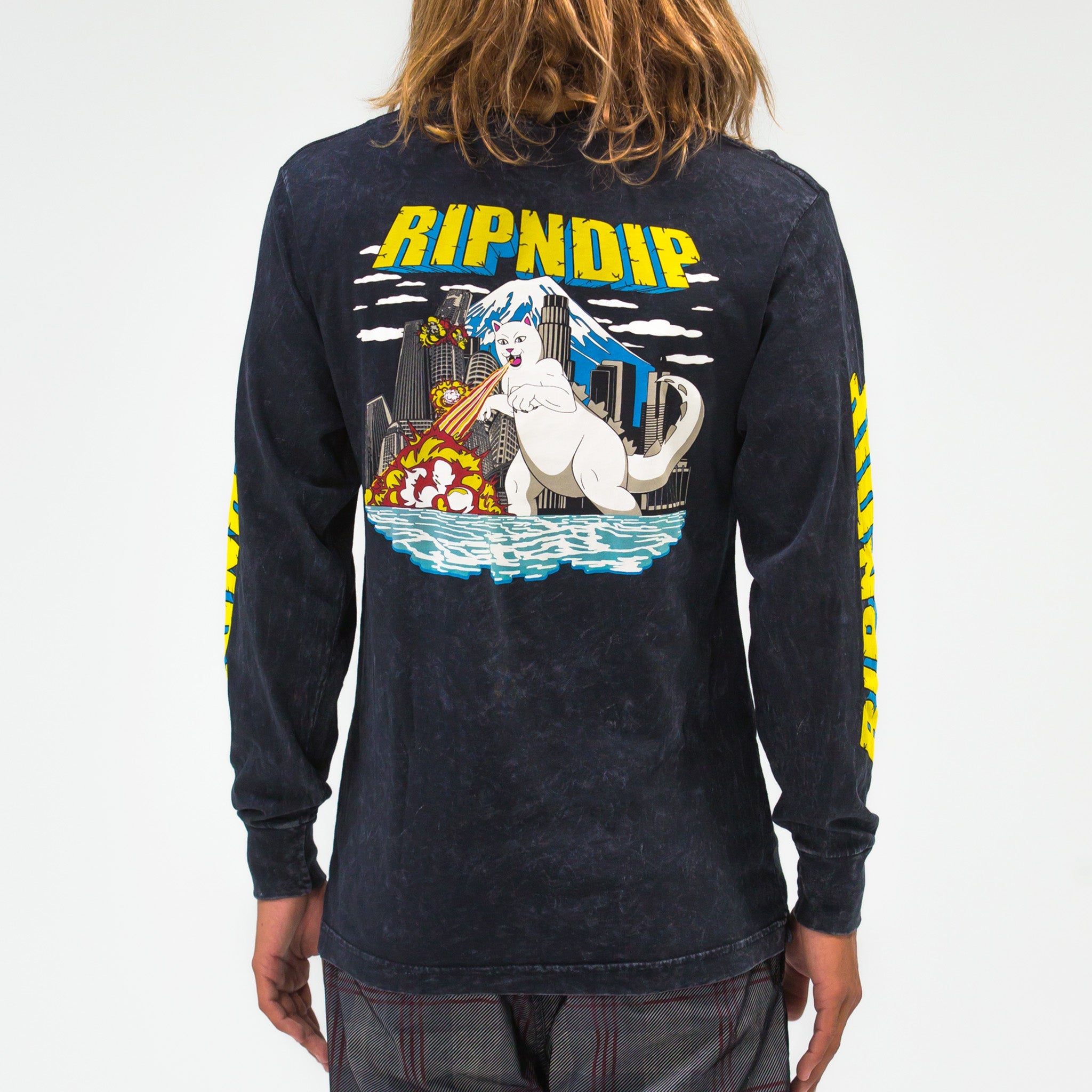 RIPNDIP Nermzilla Long Sleeve (Black Mineral Wash)