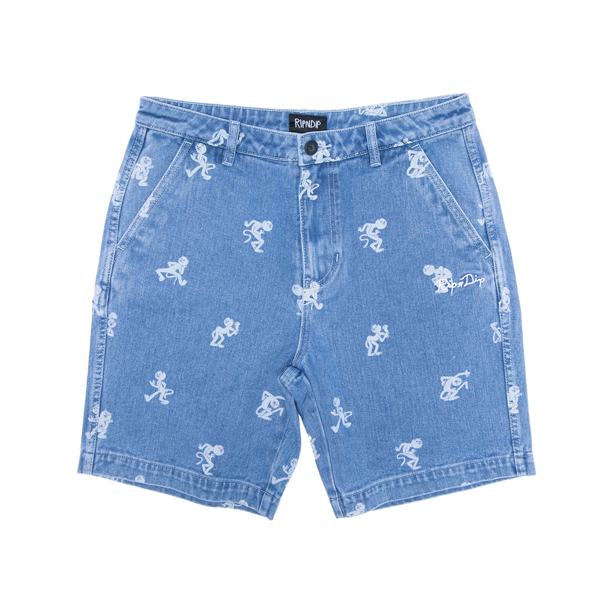 RIPNDIP Dance Party Denim Shorts (Medium Wash)