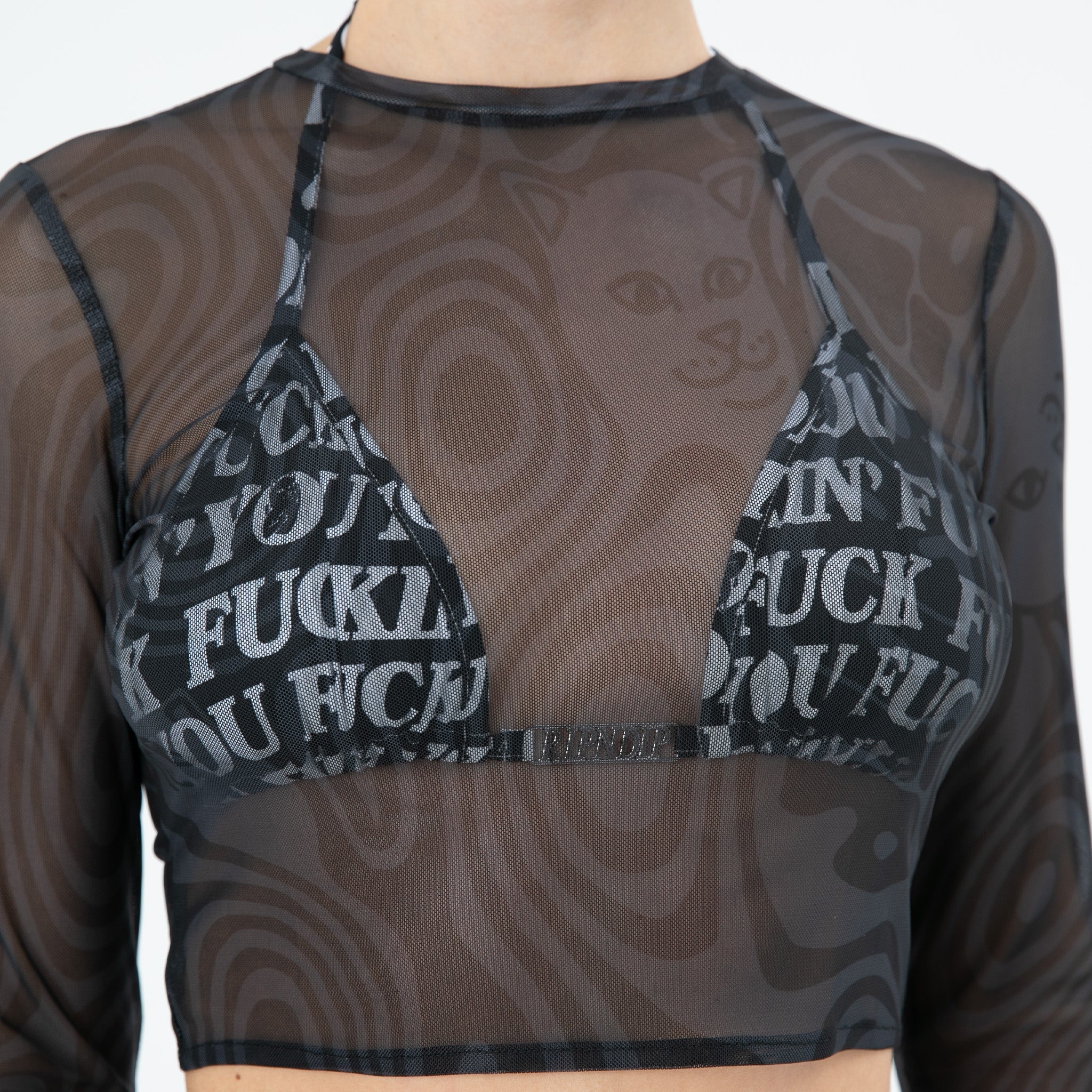 RIPNDIP Hypnotic Crop Mesh Long Sleeve (Black)