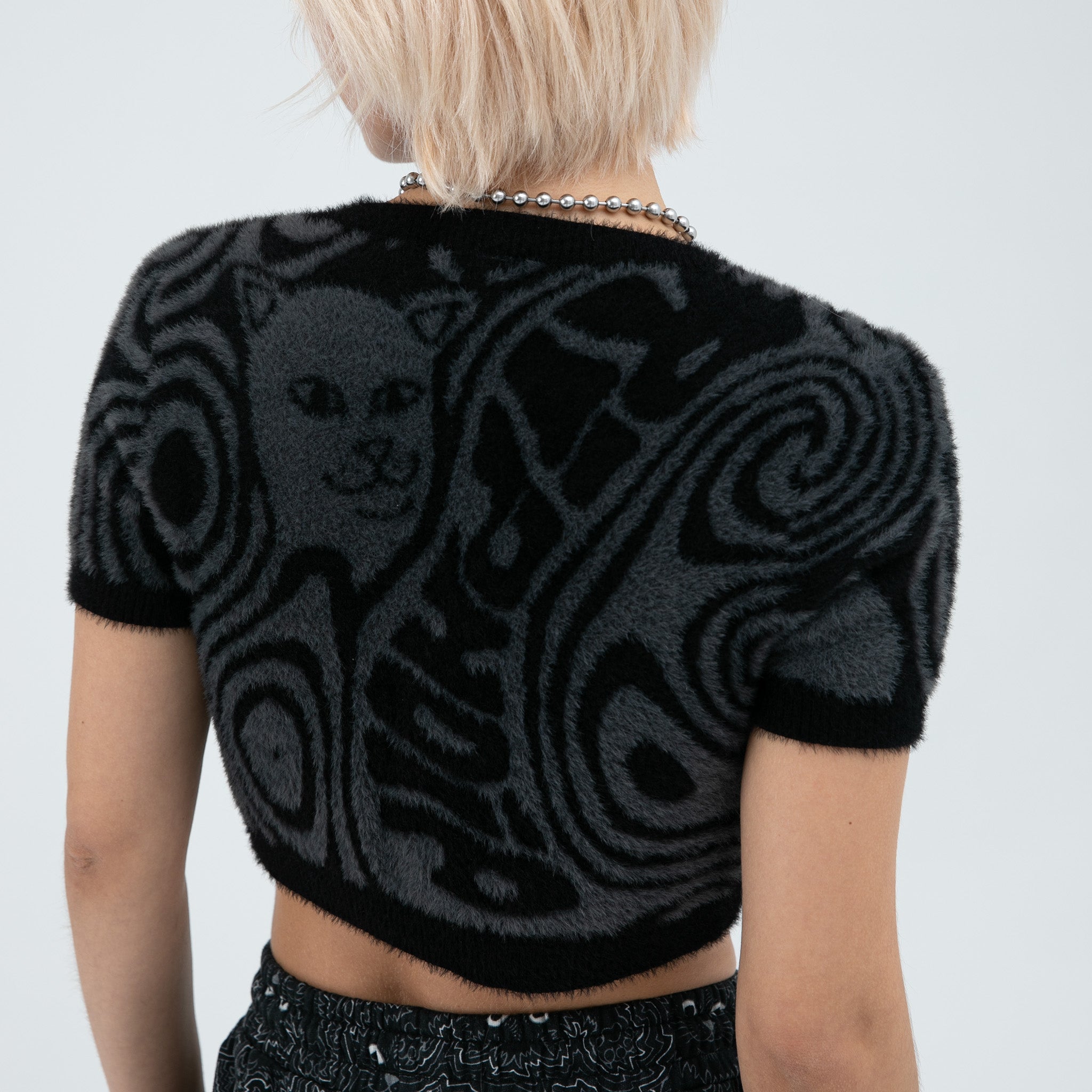 RIPNDIP Hypnotic Open Front Crop Top (Black)