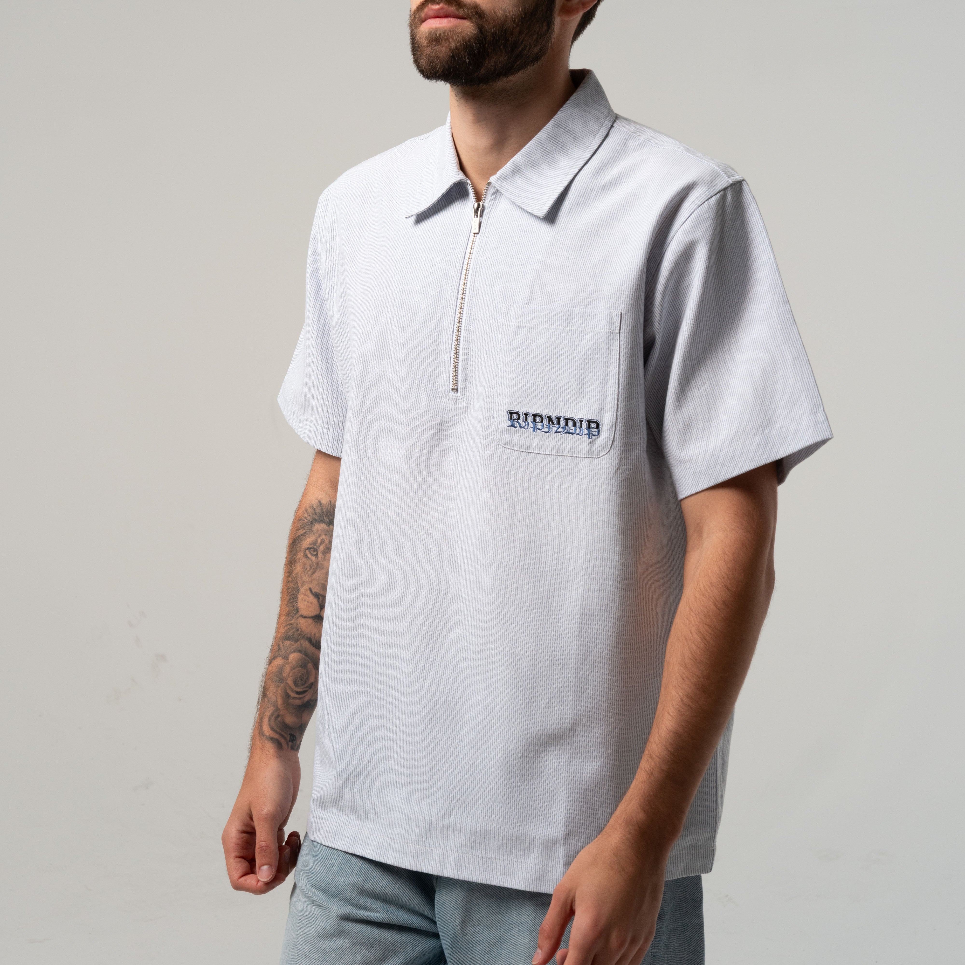 RIPNDIP Rich Spirit Quarter Zip Shirt (Light Blue)